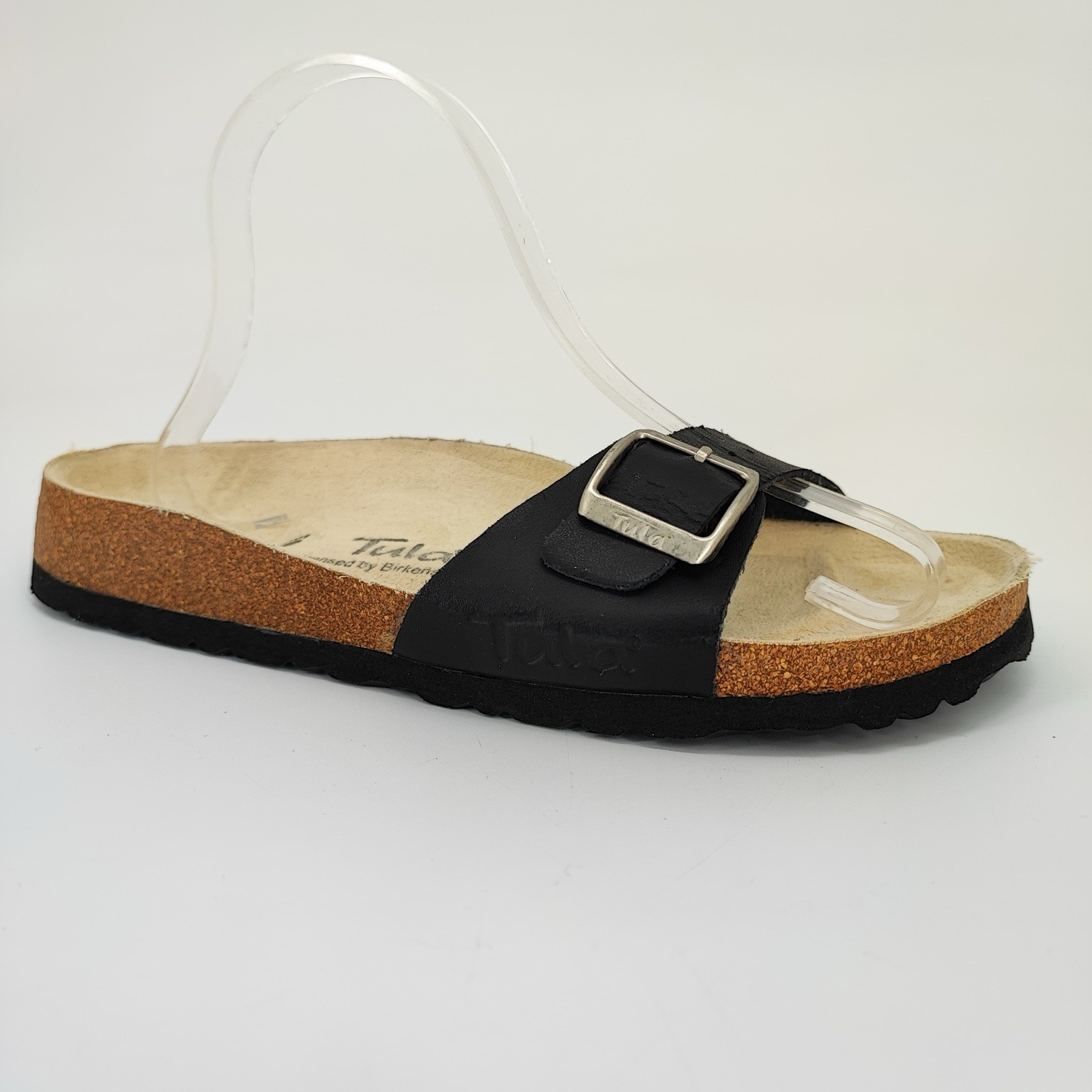 Tula by Birkenstock Madrid Women’s Size 7.5 Sandals Leather Black Comfort Slide