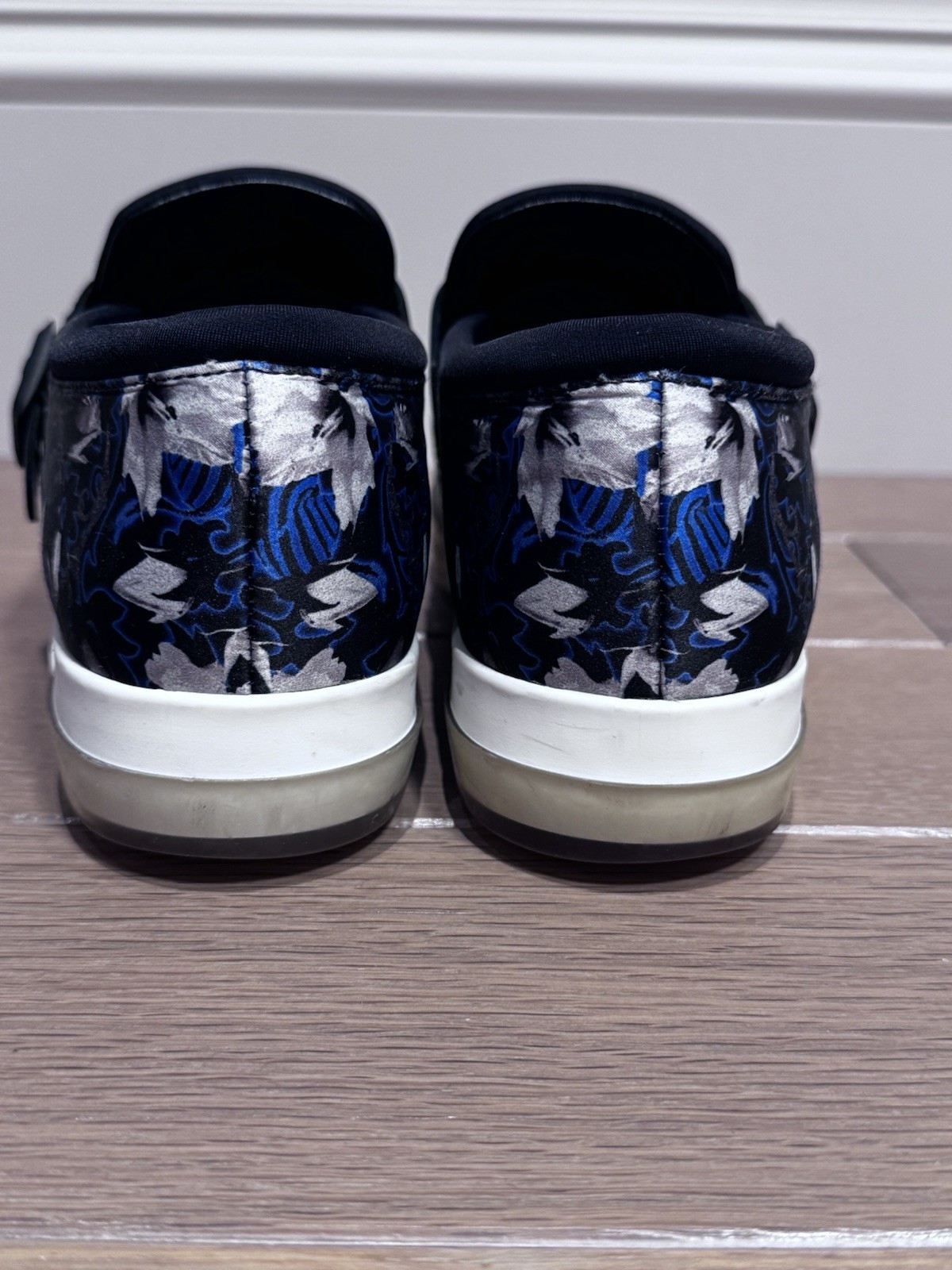 Jimmy Choo Women’s Floral Slip On Sneakers Blue Black White EU 37 Luxury Shoes
