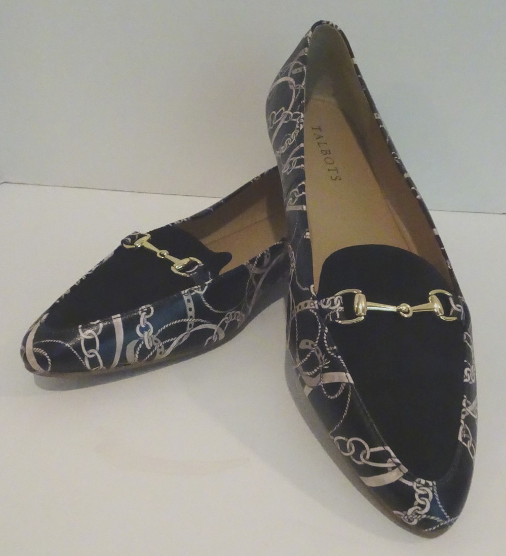 Talbots Leather Flats Shoes Black Horse Buckel Size 9M Excellent Cond