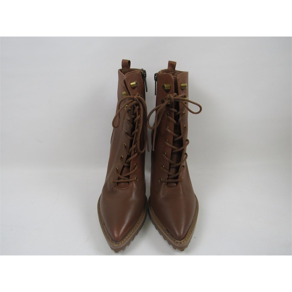 Michael Kors Kyle Brown Leather Lace-Up Stiletto Heeled Boots – Size 6.5M
