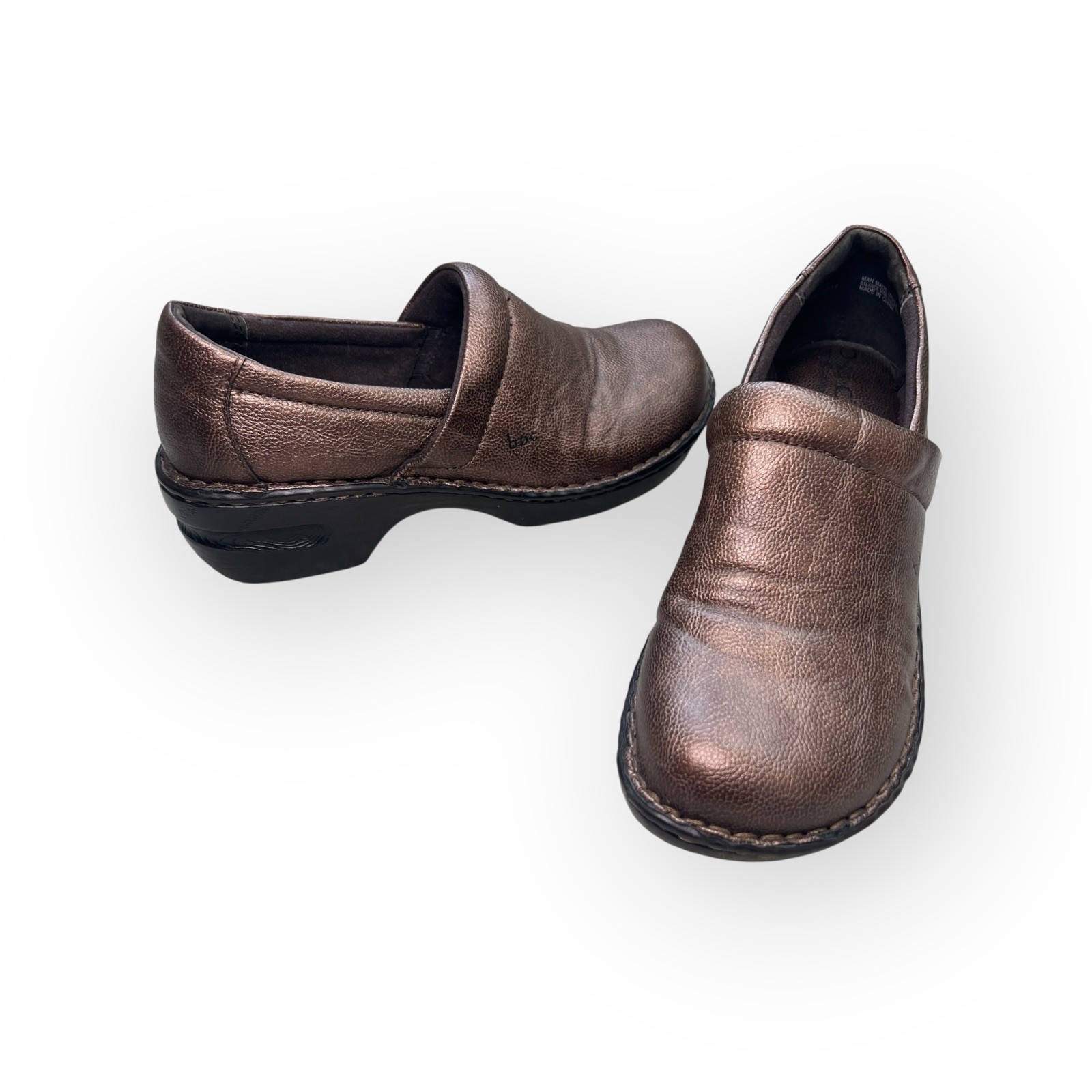B.O.C. Womens Clogs Slip On Shoes SZ 9 Bronze Metallic Comfort Workwear Casual
