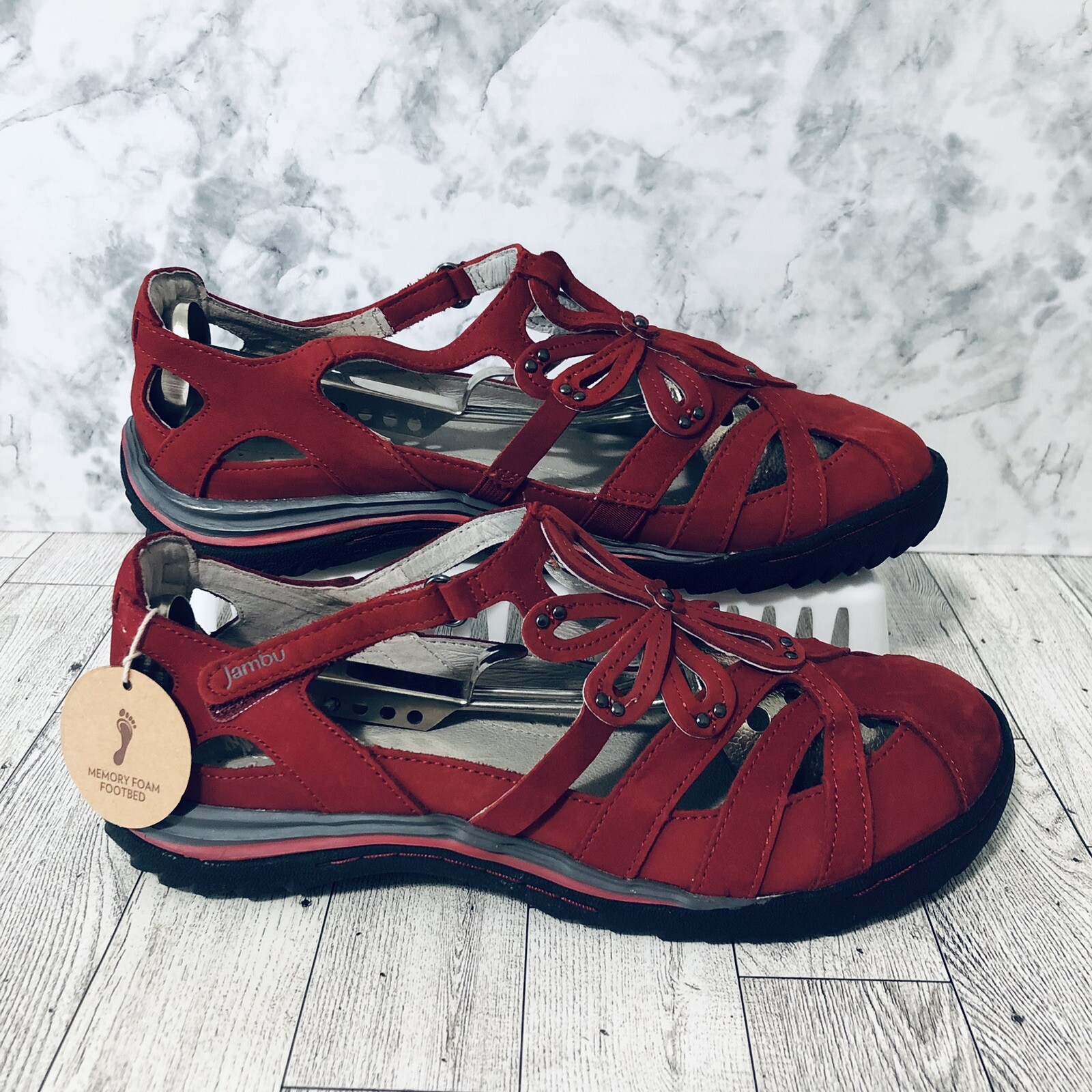 Jambu Abby Mary Jane Womens Shoes Size 8 Red Memory Foam Footbed