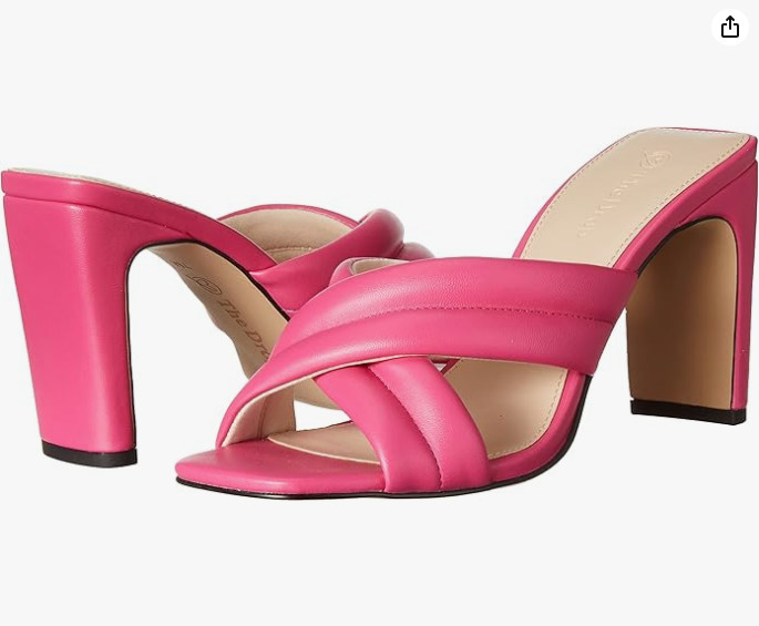 The Drop Ava Sandals Women’s Faux Leather Crisscross Strap Block Heel Strappy