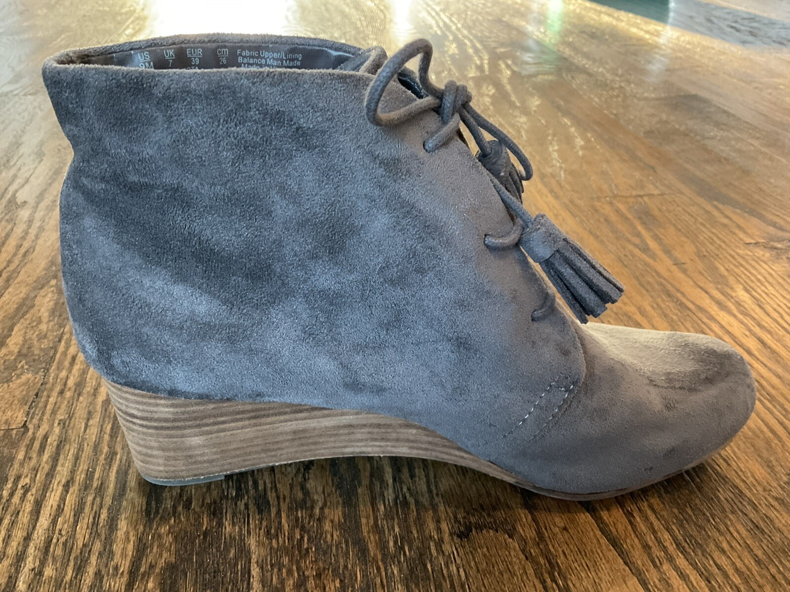 Dr. Scholls Dakota Gray Suede Wedge Ankle Booties Lace Up Shoes Women’s Size 9 M
