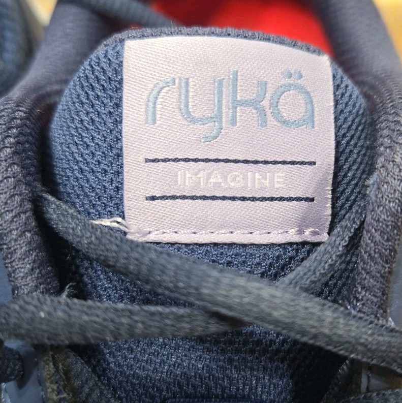 Ryka Womans 7.5 Imagine Mesh Walking Sneakers Navy Blue W/ Lavender Accents