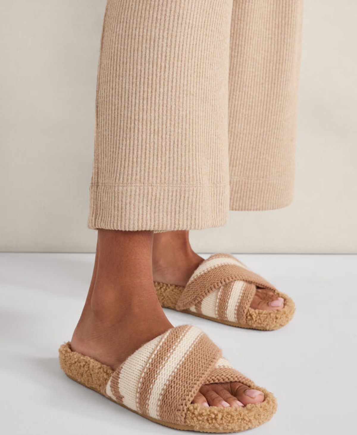 Haven Well Within Twisted Sweaterknit Slides Womens 10 Ivory Cashmere Blend NWOB