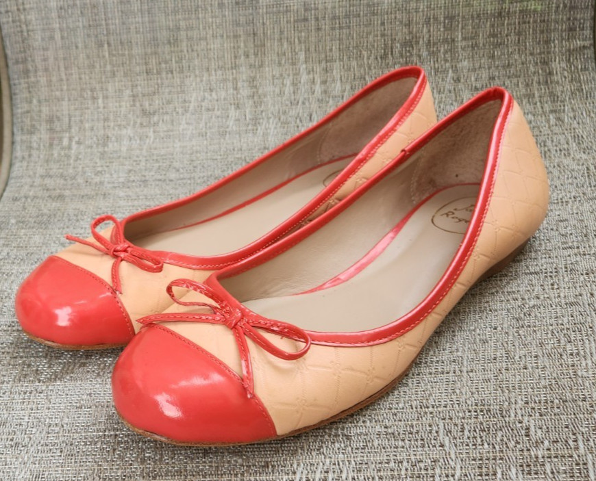 JACK ROGERS Salmon Orange JR Signature Quilted Ballet Flats, Women’s 11M, NEW