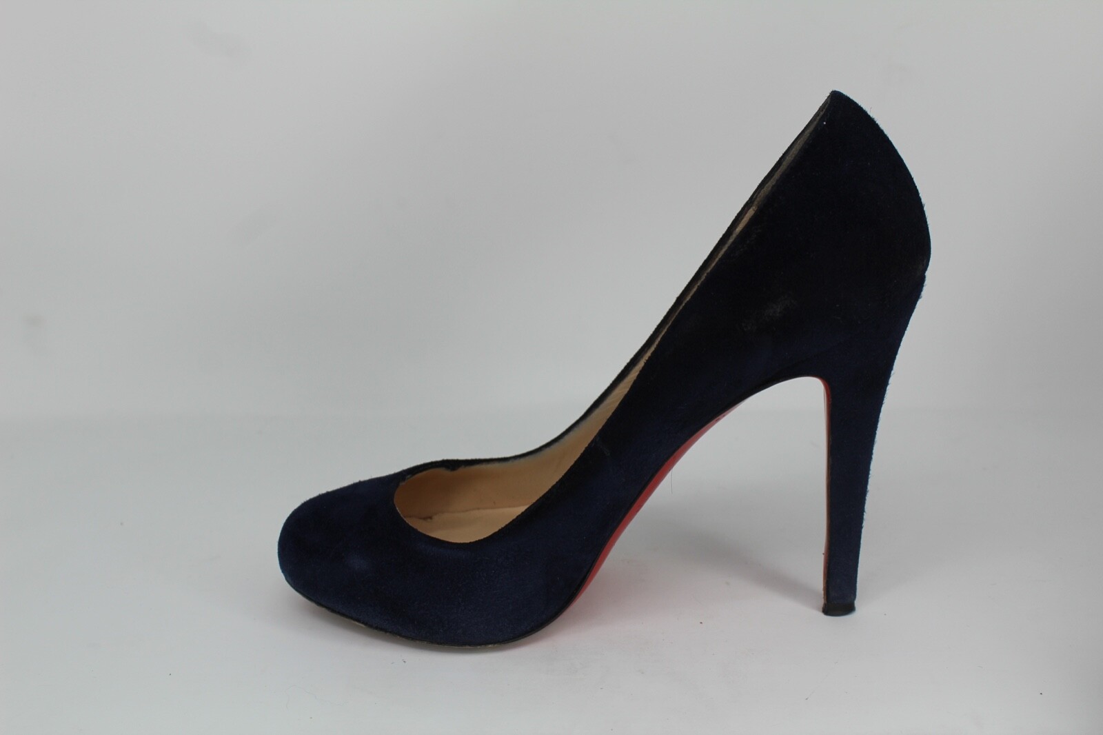 CHRISTIAN LOUBOUTIN Navy-Blue Suede Simple Semi Pointed Toe Pumps, US 6.5 $595