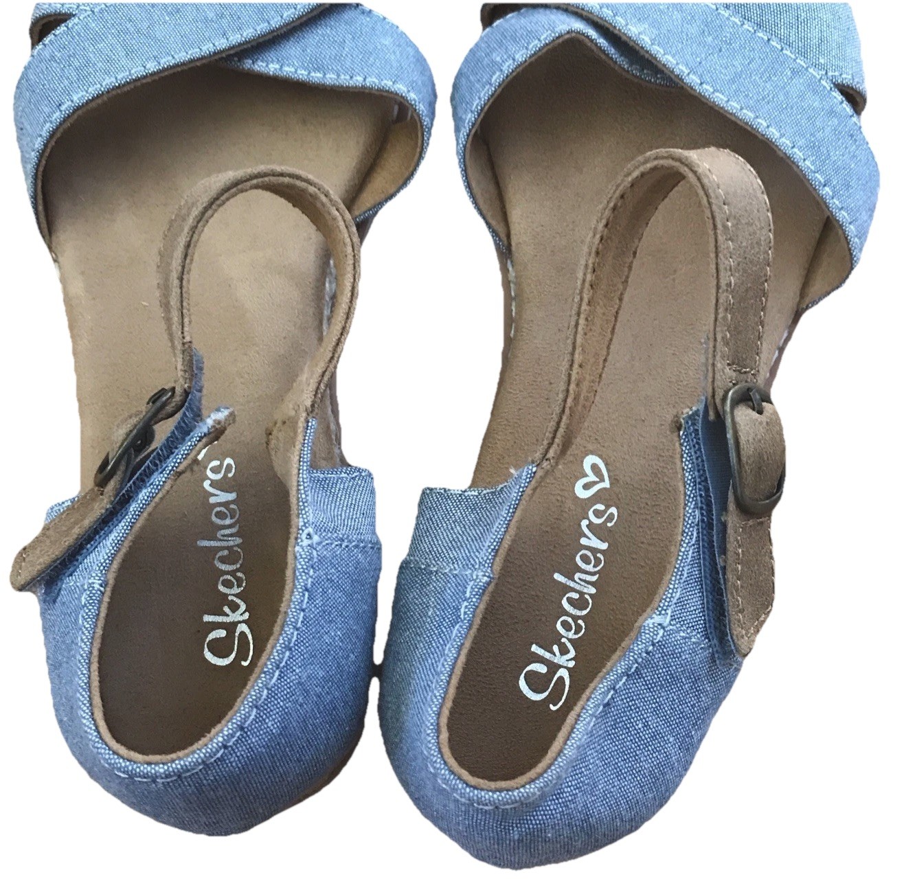 Skechers Blue Brown White Straps Adjustable Sandals Womans US 5 *See Description