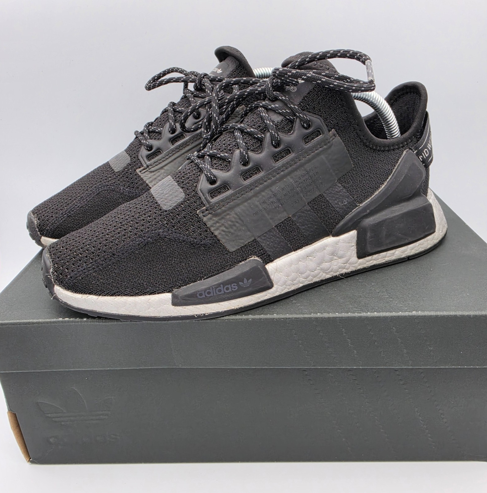 Adidas NMD R1 V2 Core Black Silver Metallic Womens 9.5 Boost FW5449