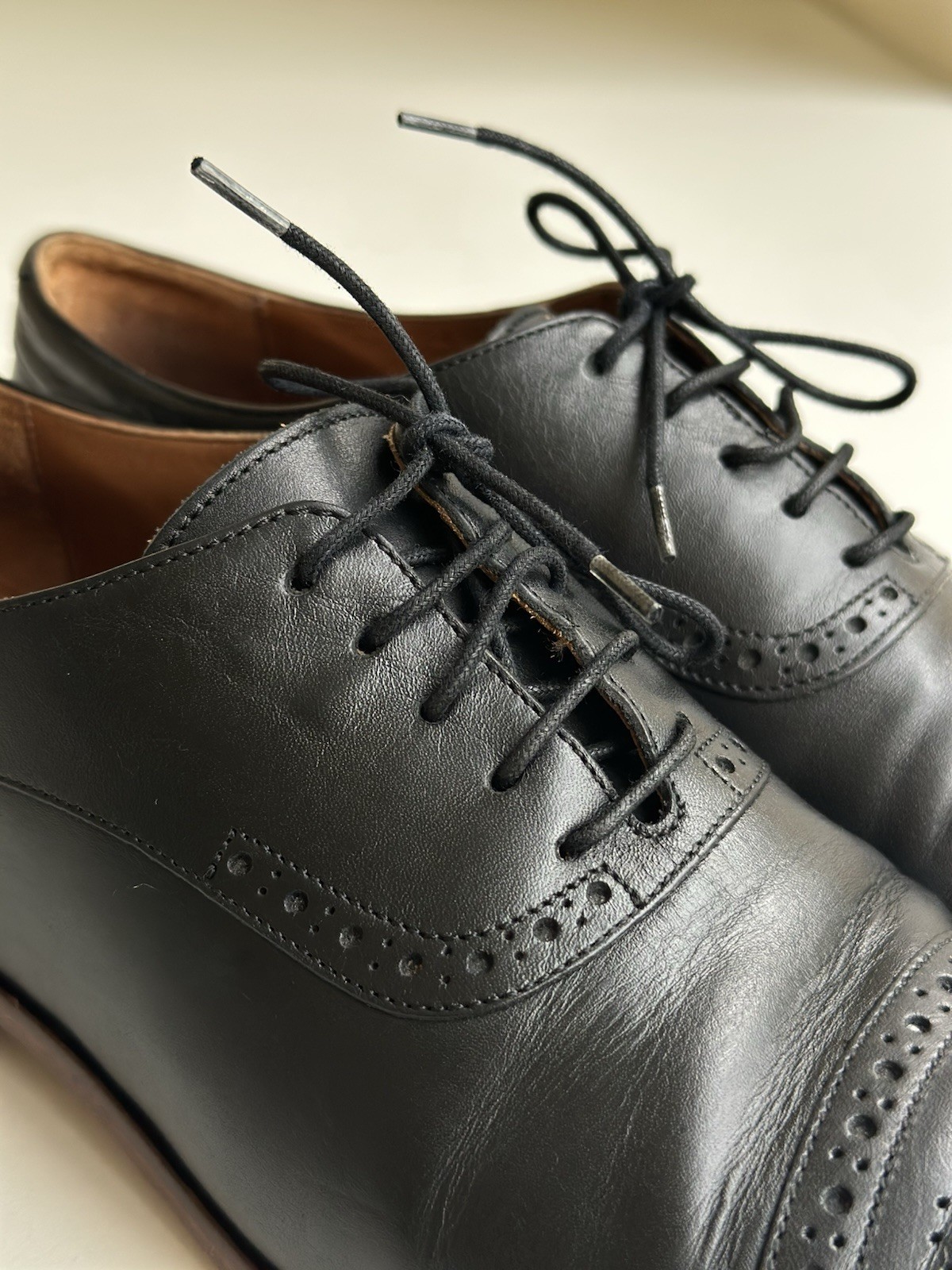 Navyboot Women’s Black Leather Oxford Brogues – Bologna Construction – EU 38