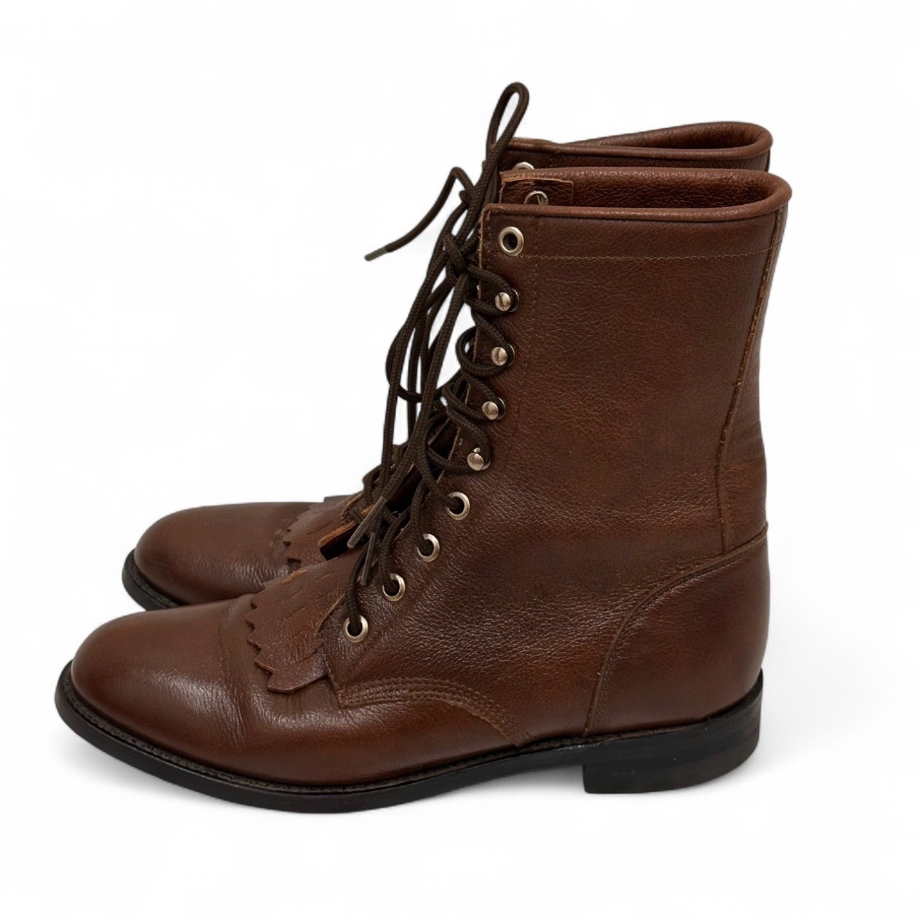 Vintage Justin Lacer Roper Kiltie Brown Cowgirl Western Boots L508 Women’s 6 B