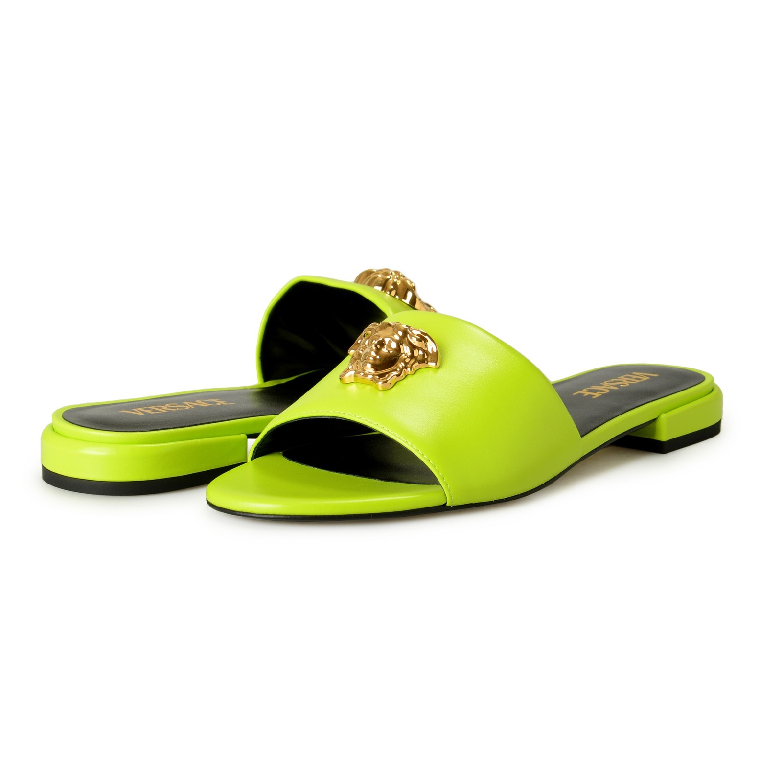 Versace Women’s Leather Gold Medusa Sandals Flip Flop Mules Shoes US 6 IT 36