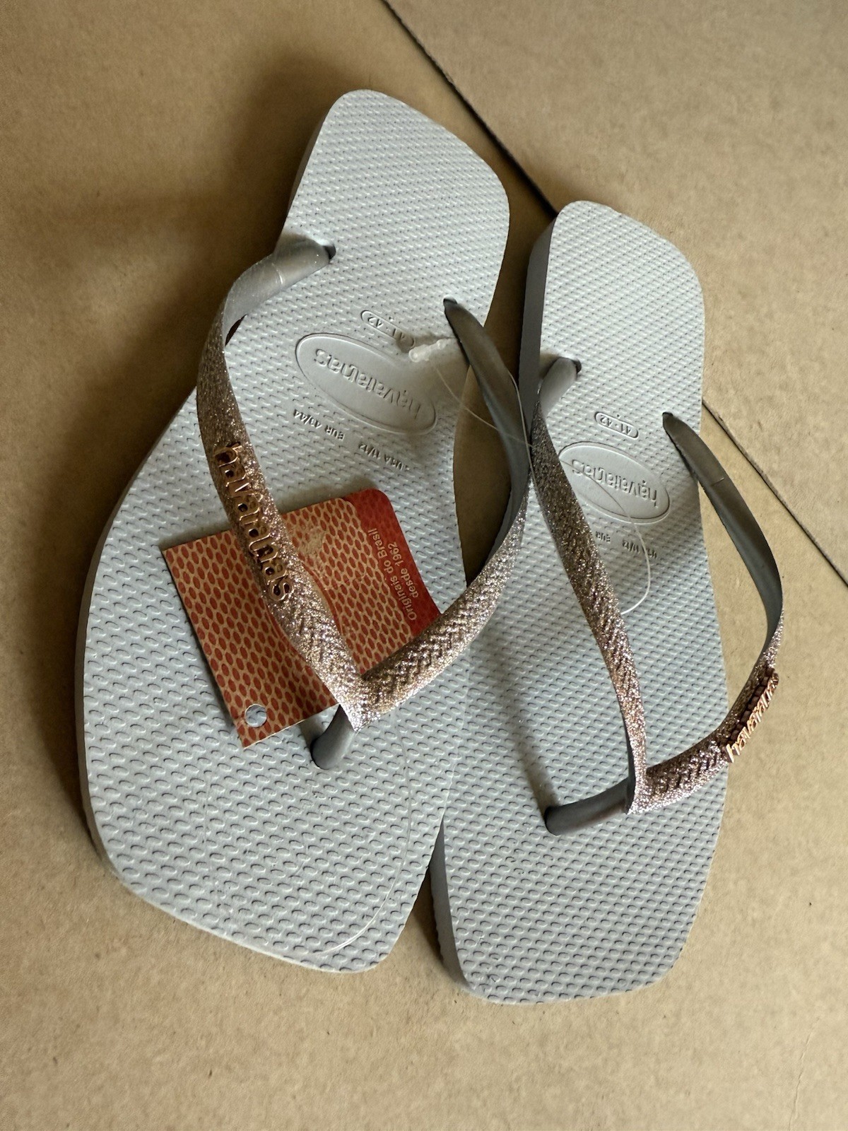 Havaianas Slim Square Glitter Party Lt Blue/Grey Contrasting Straps 41-42 – New