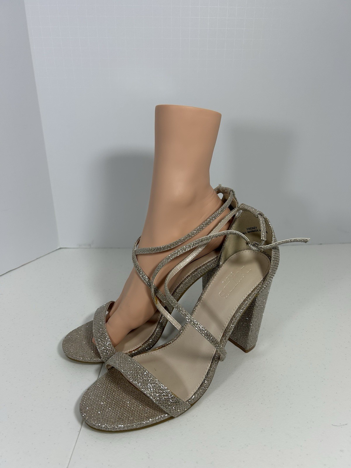 David’s Bridal Frenzy Shimmery Gold Size 8 With A 4”heel Chunky Block Heel