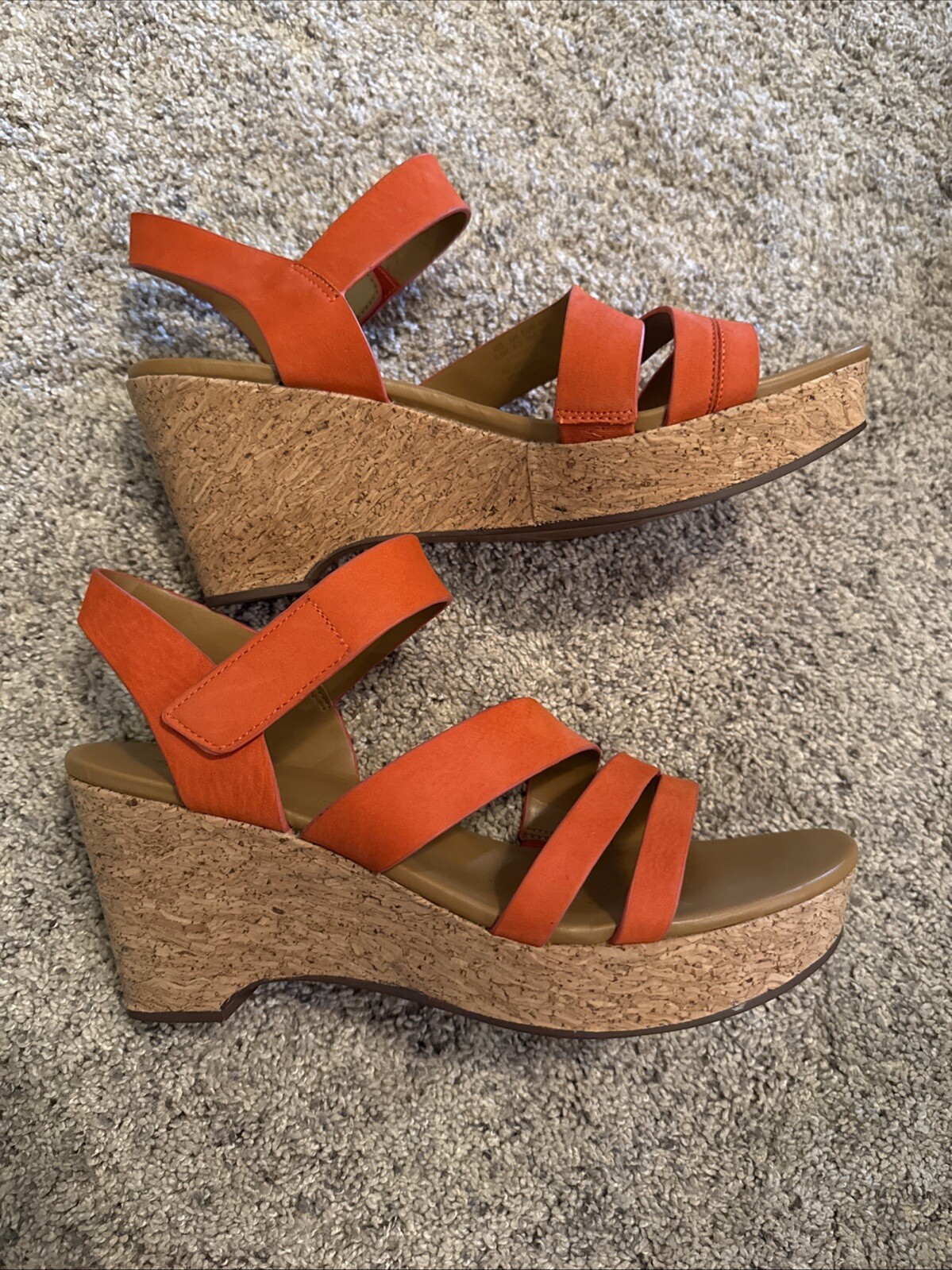Naturalizer Womens Cynthia Melon Sorbet Wedge Sandals 9.5 Medium (B,M)