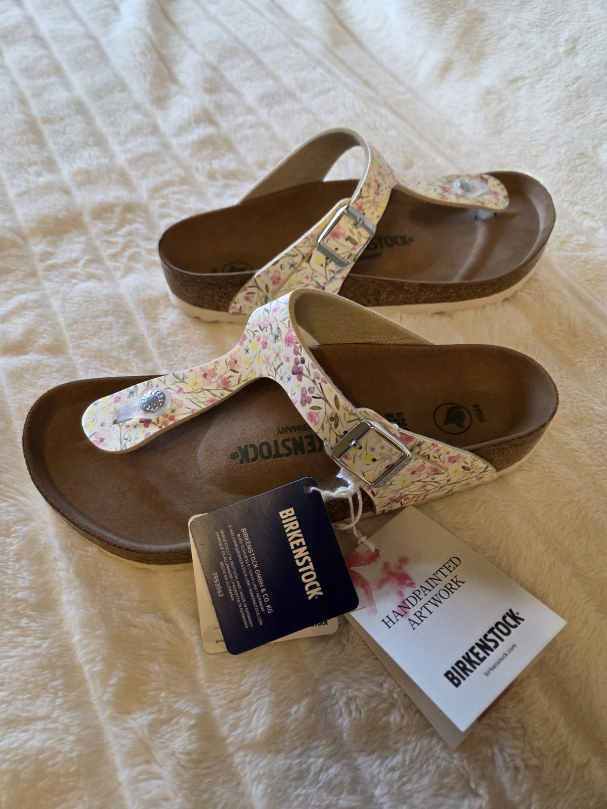 Birkenstock Floral Print Thong Sandals Womens EU39 US 8