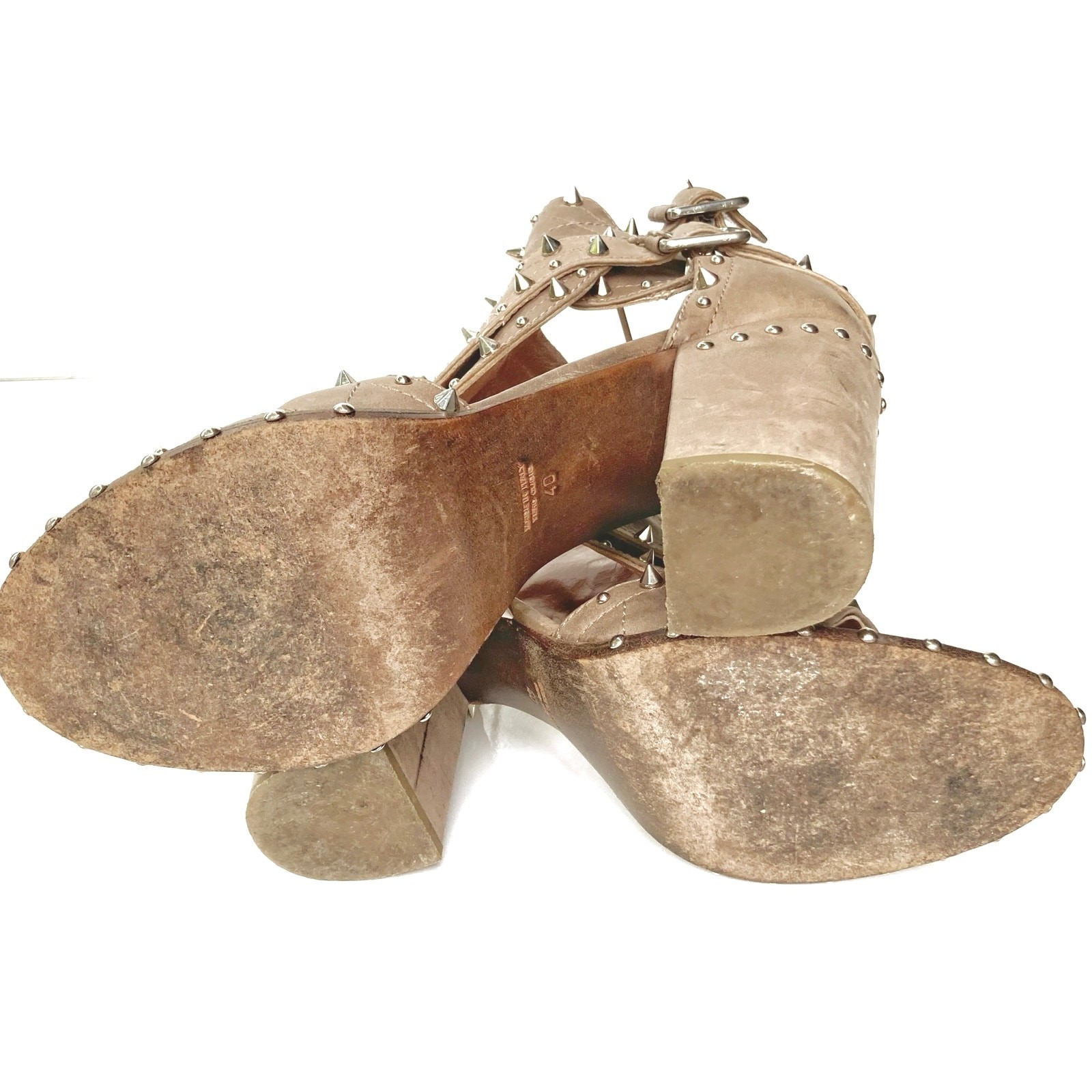 Laurence Dacade Deric Studded Leather Heels | Italian Nude Designer Glam Sandals