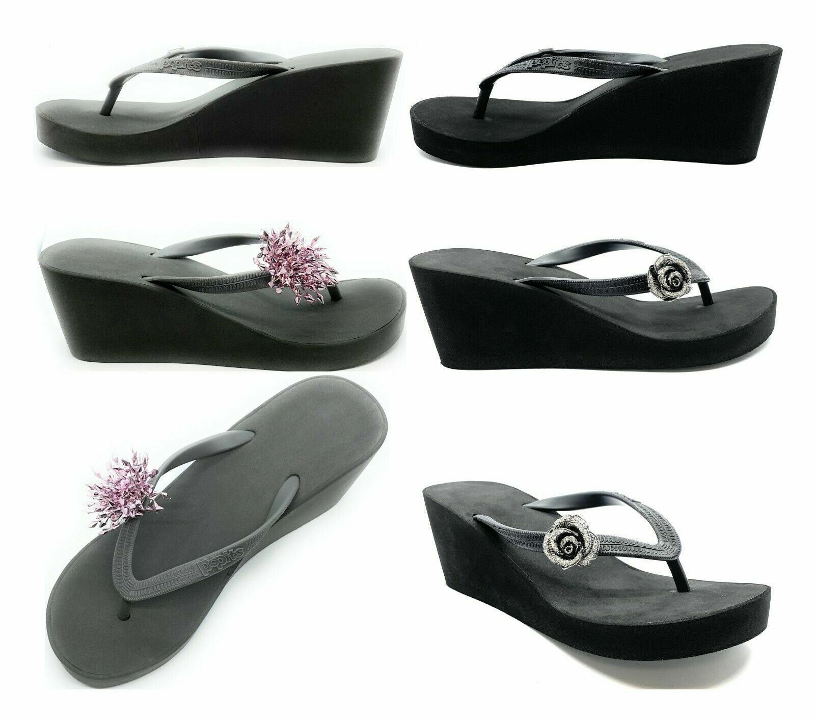 Popits Women 2.5»High Heel Wedge Platform Super Cozy Flip Flops ~ Choose Your