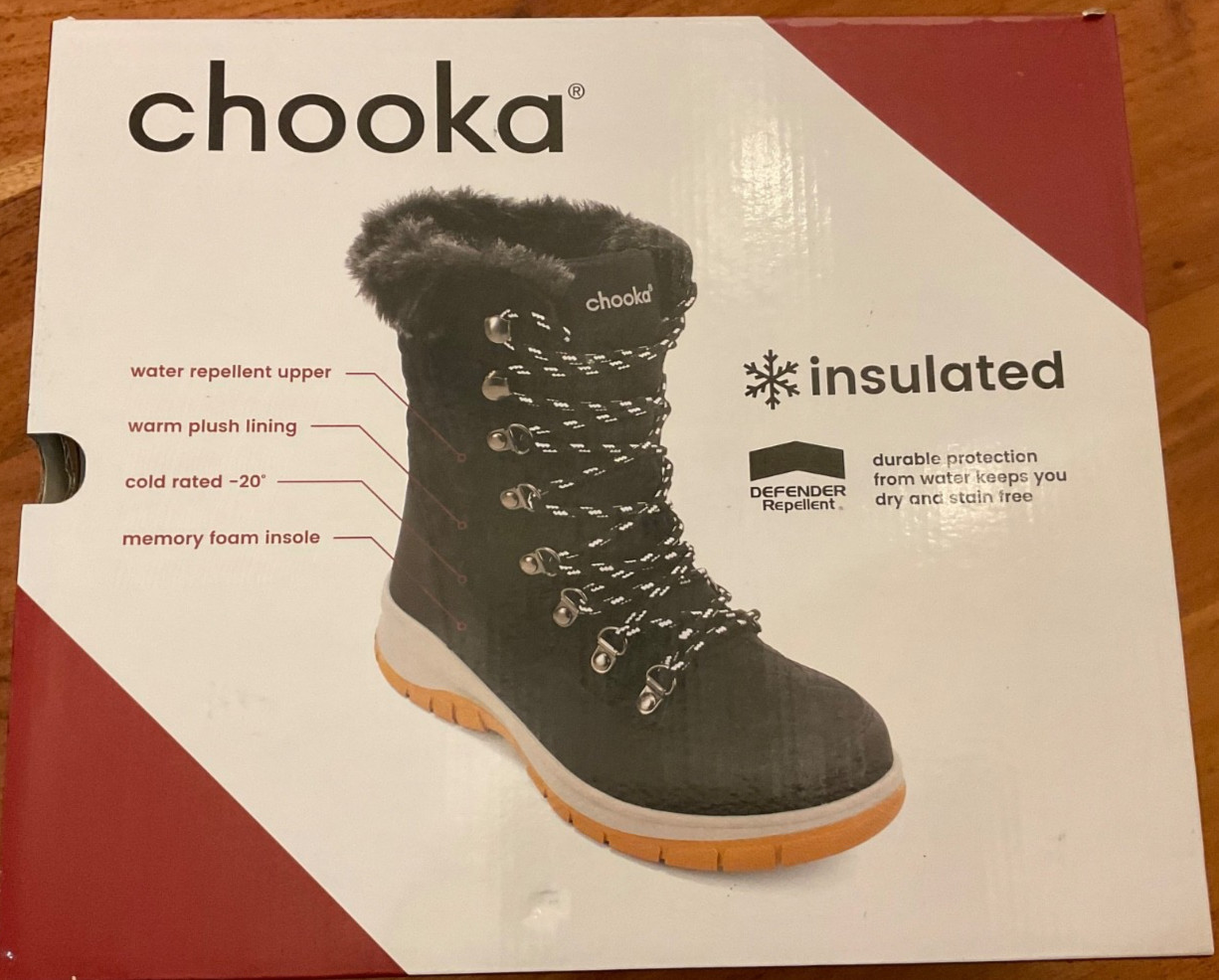 New Women’s Chooka Belltown Mid Faux Fur Cold Weather Boot Black Size 7
