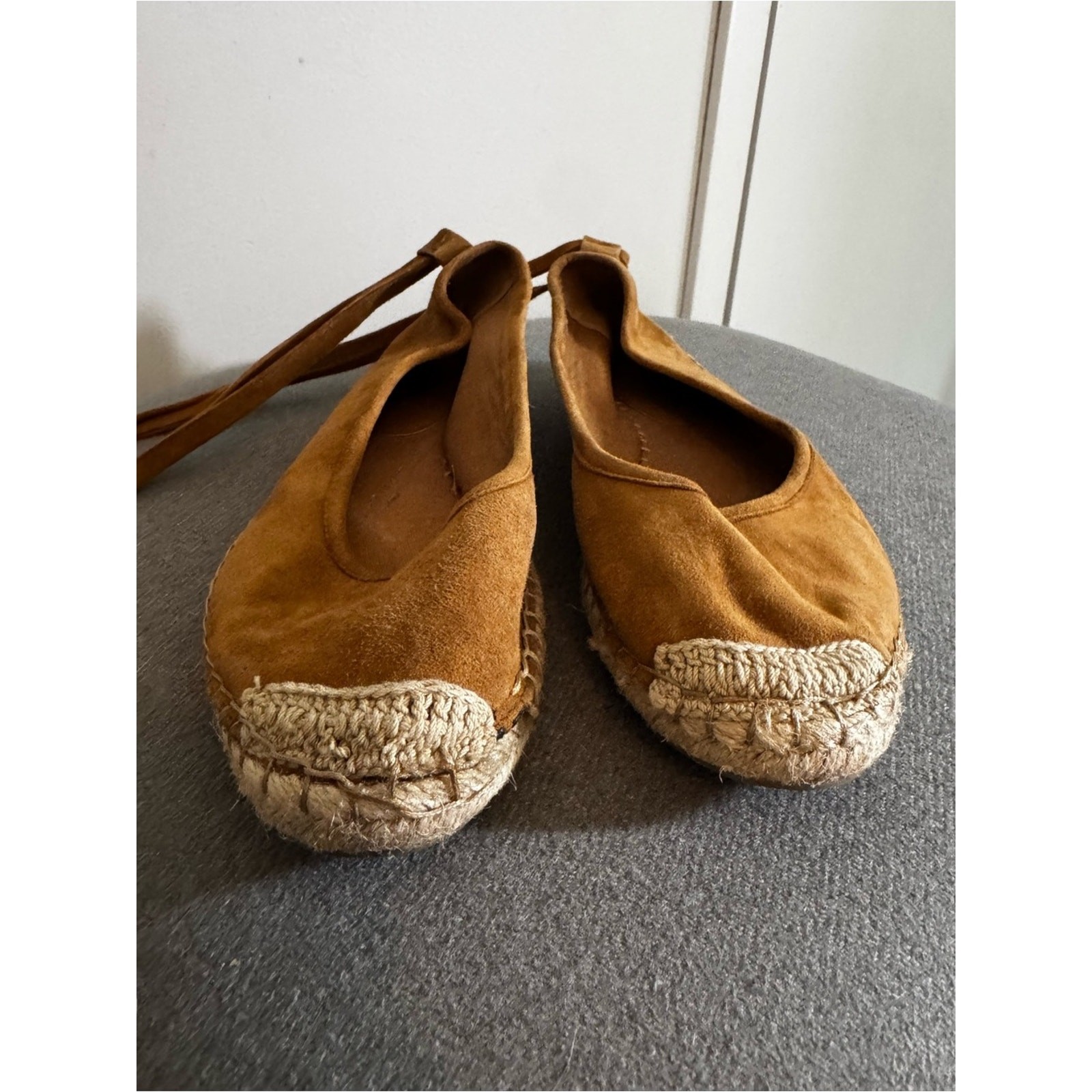 Zara Tan Suede Ankle-Tie Espadrilles