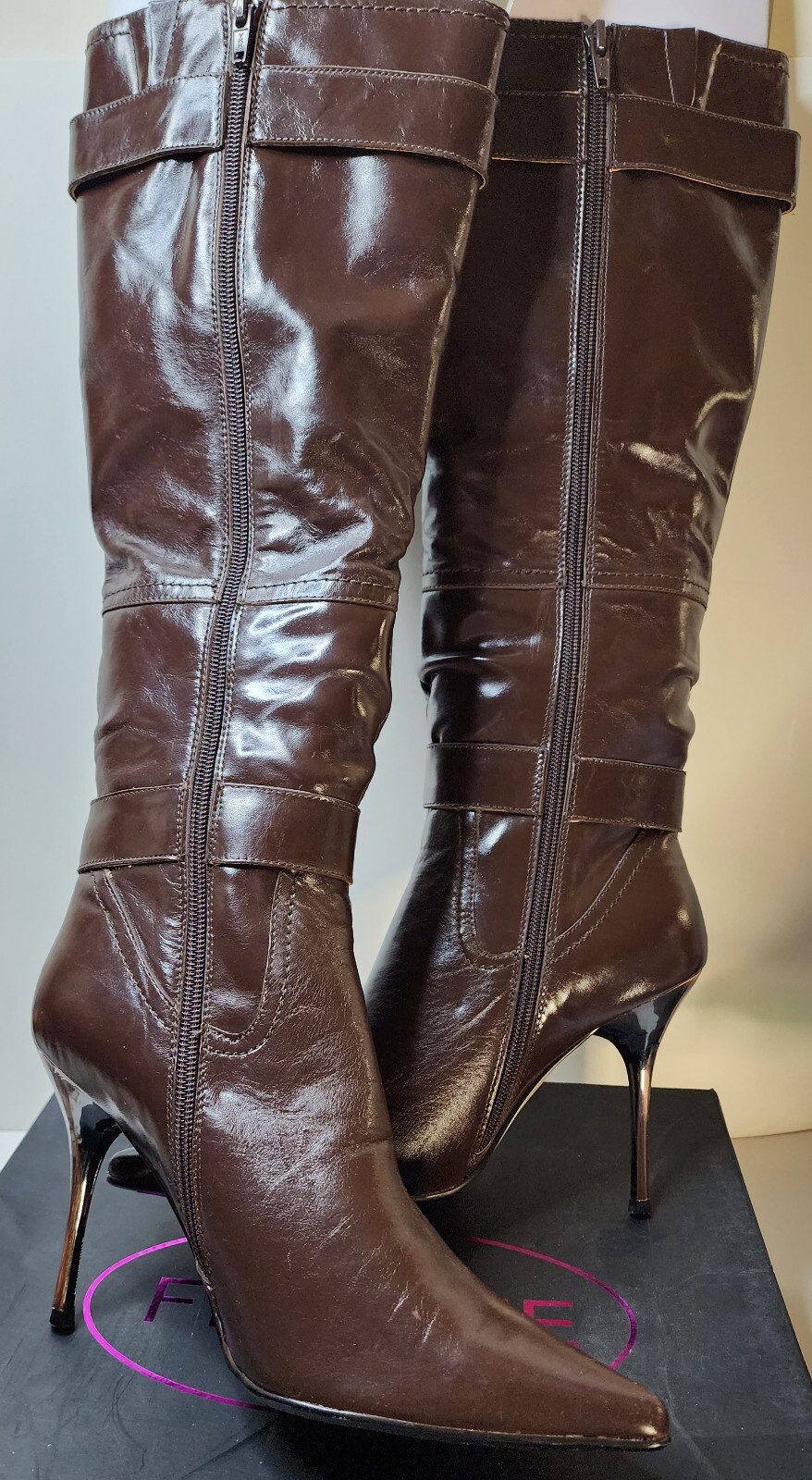 Firenze Women’s Leather Brown Knee-Height Boots Euro Size 36 US 5 3/4 with Box