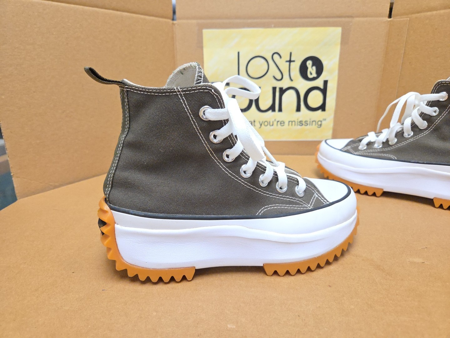 Size Women 5 Men 3.5 Converse Run Star Hike High Cargo Green Khaki * No Insoles