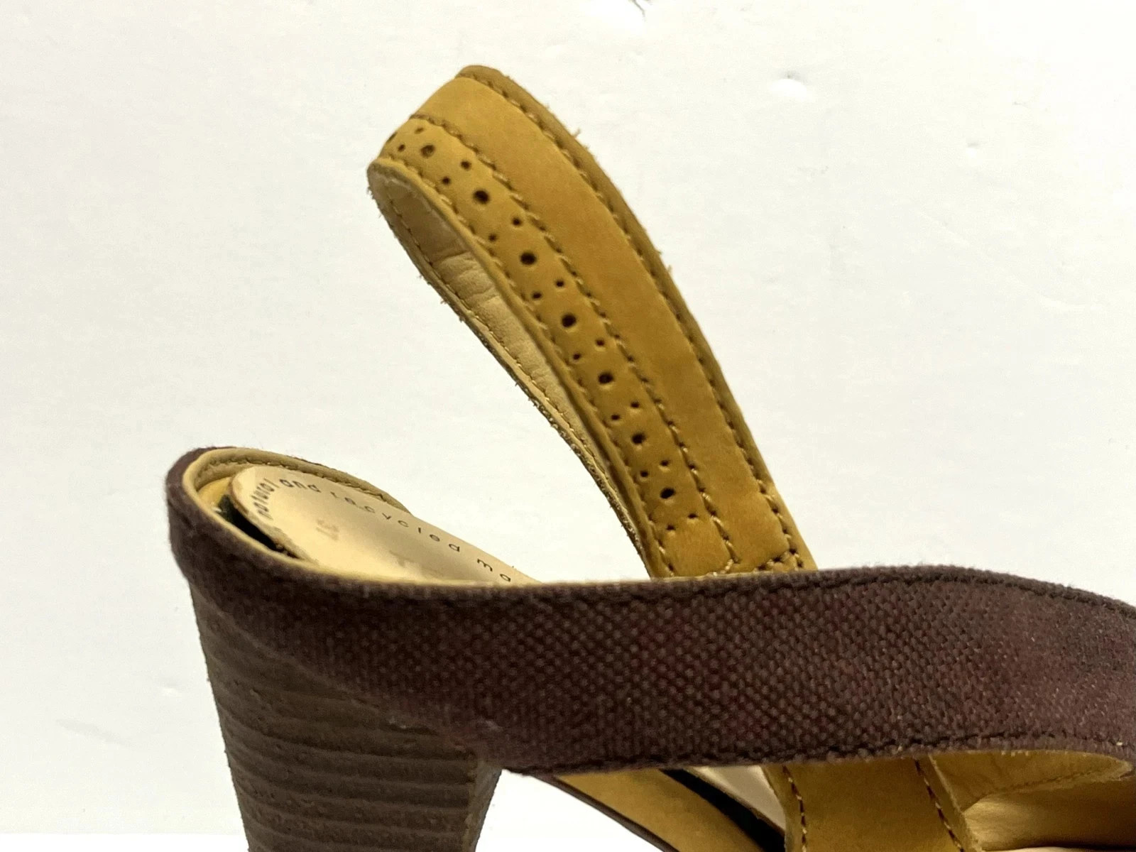 Terra Plana Eco-Friendly Recycled Brown Tan Slingback Platform Sandal 7 37 New