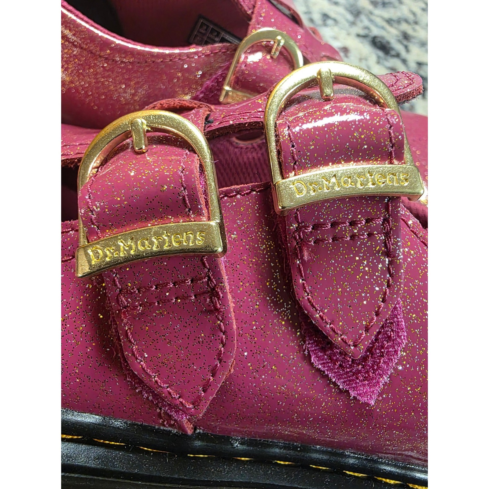 Dr. Martens 8065 J Pink Glitter Patent Leather Mary Jane Shoes Size US 5L EU 36