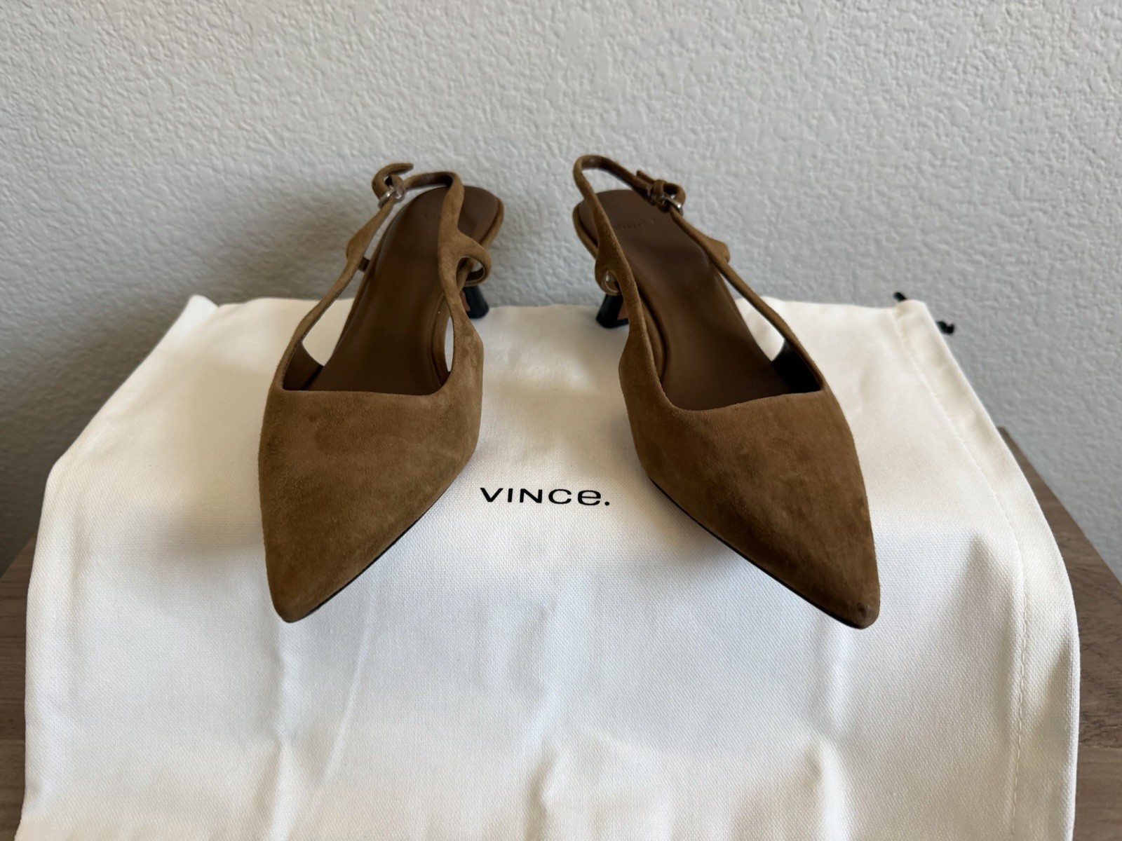Vince Bianca Slingback Mid Heels in Elmwood suede, size US 6 / EU 36