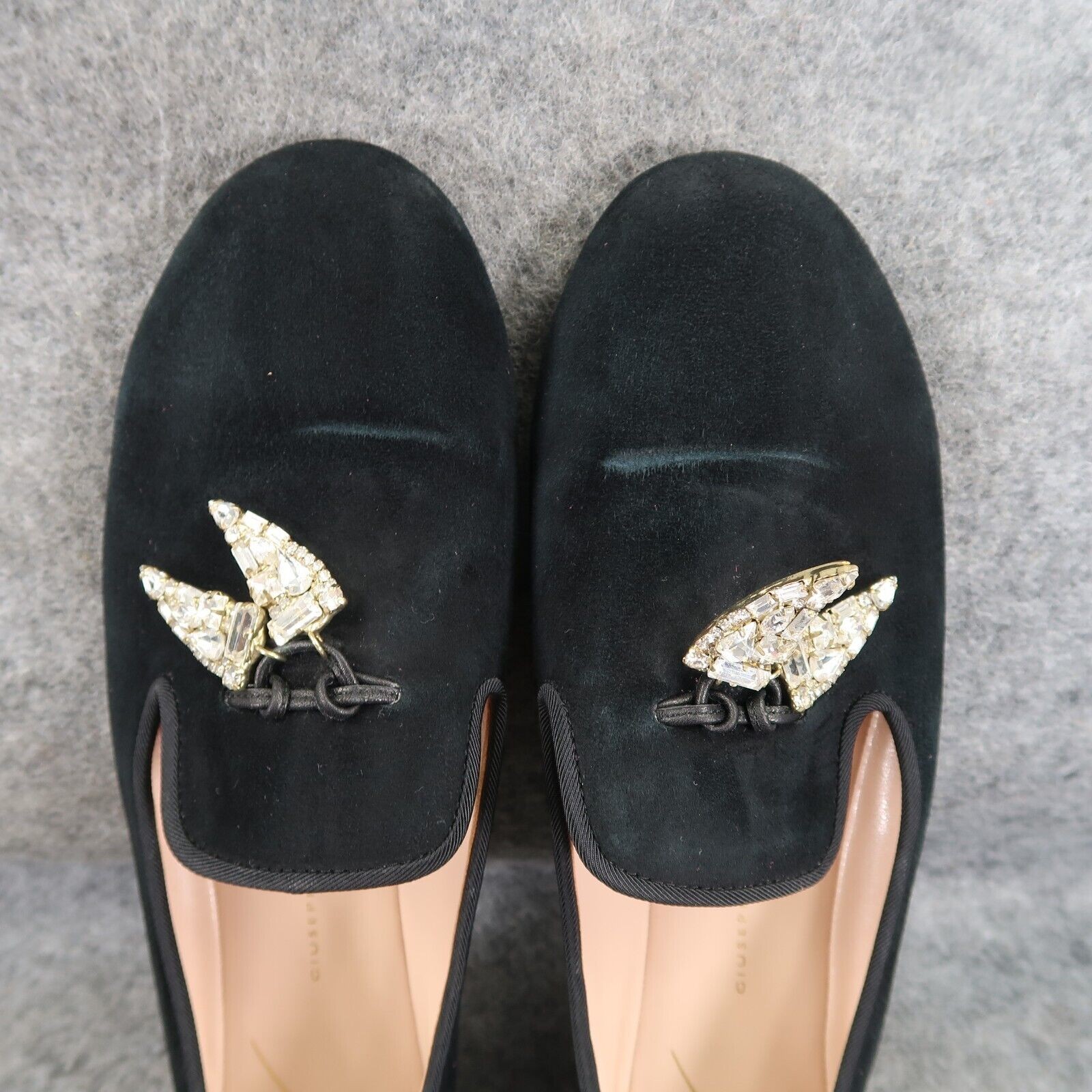 Giuseppe Zanotti Shoes Women 36 Slipper Loafer Shark Crystal Charm Fashion Black