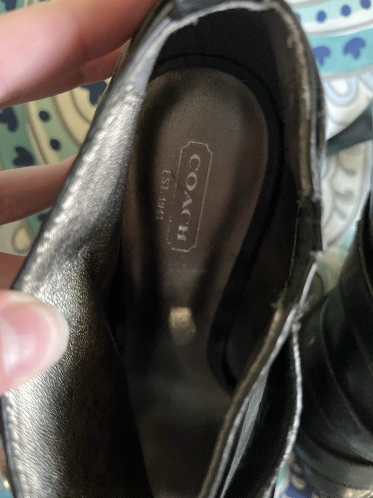 COACH Women’s Black Leather Strappy Open Toe Zip Stiletto Heels Logo US 11
