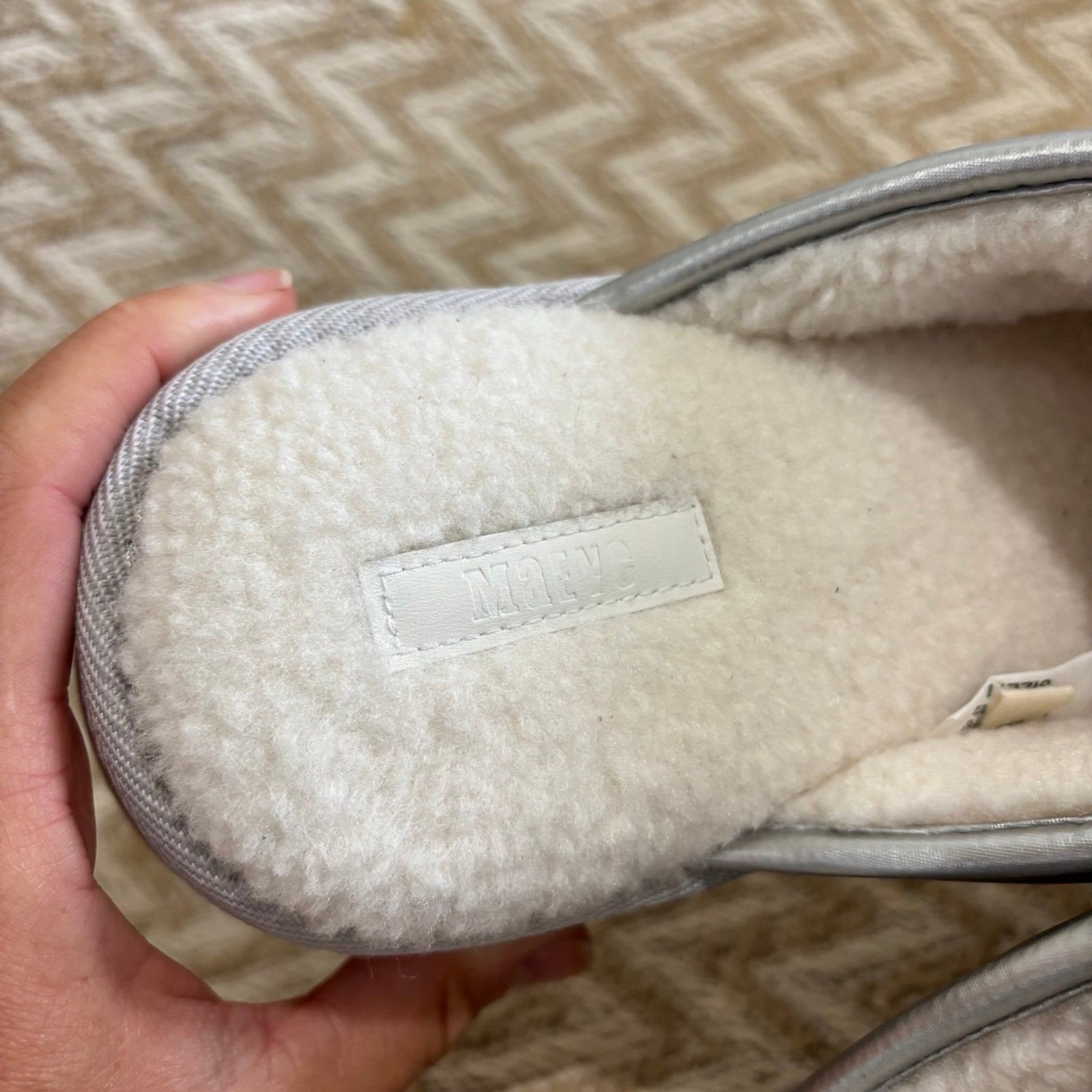 Anthropologie Maeve Women’s Puffy Platform Metallic Silver Slippers Large 10-11