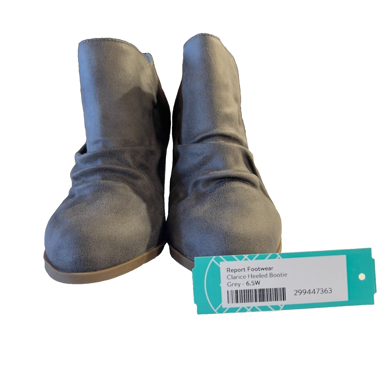 Report Footwear Clarice 2.5″ Heeled Ankle Bootie Faux Leather Grey Size 6.5W
