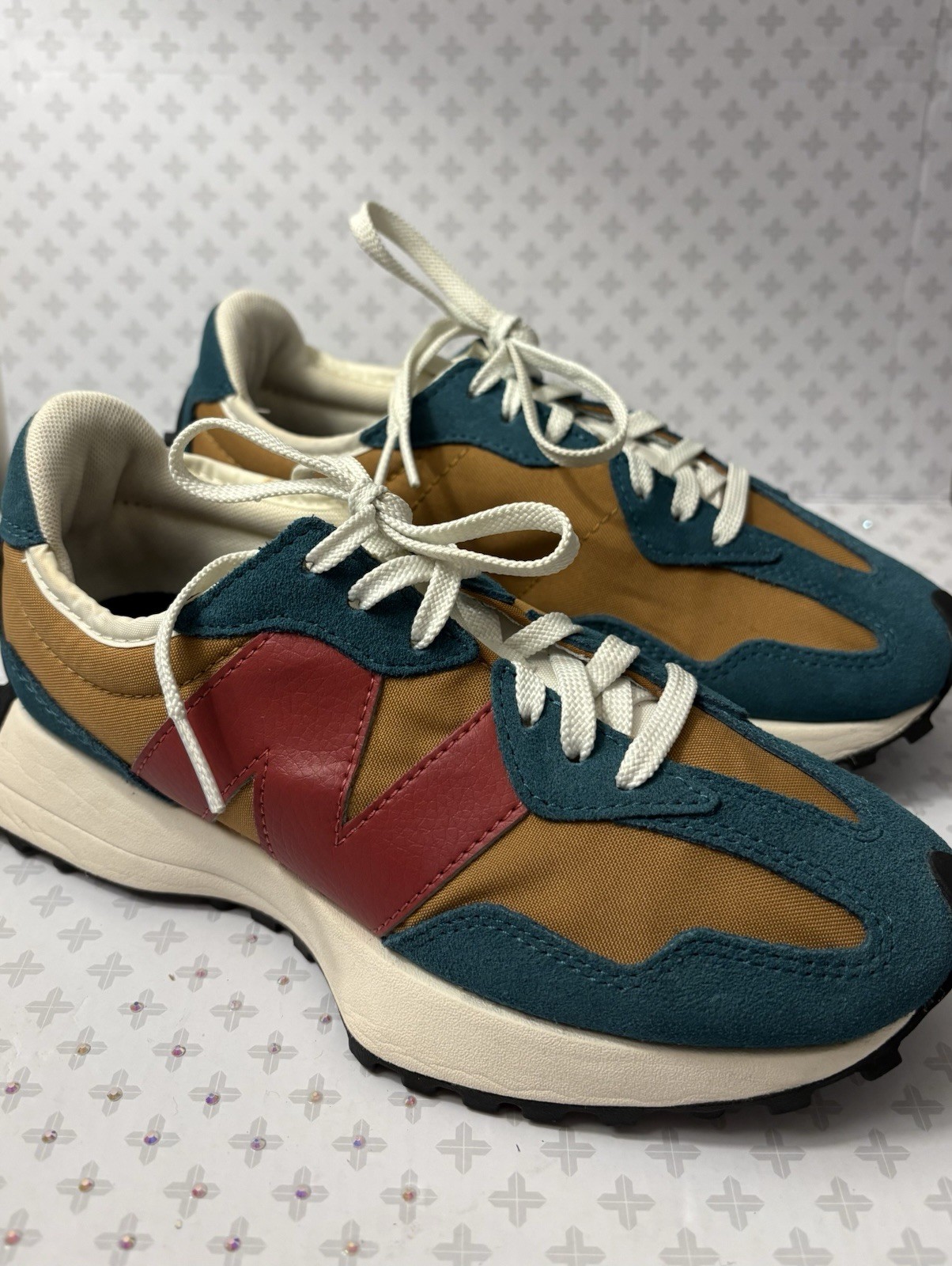 New Balance 327 Mountain Teal Workwear WS327WN1 Suede Lace-Up Low Top