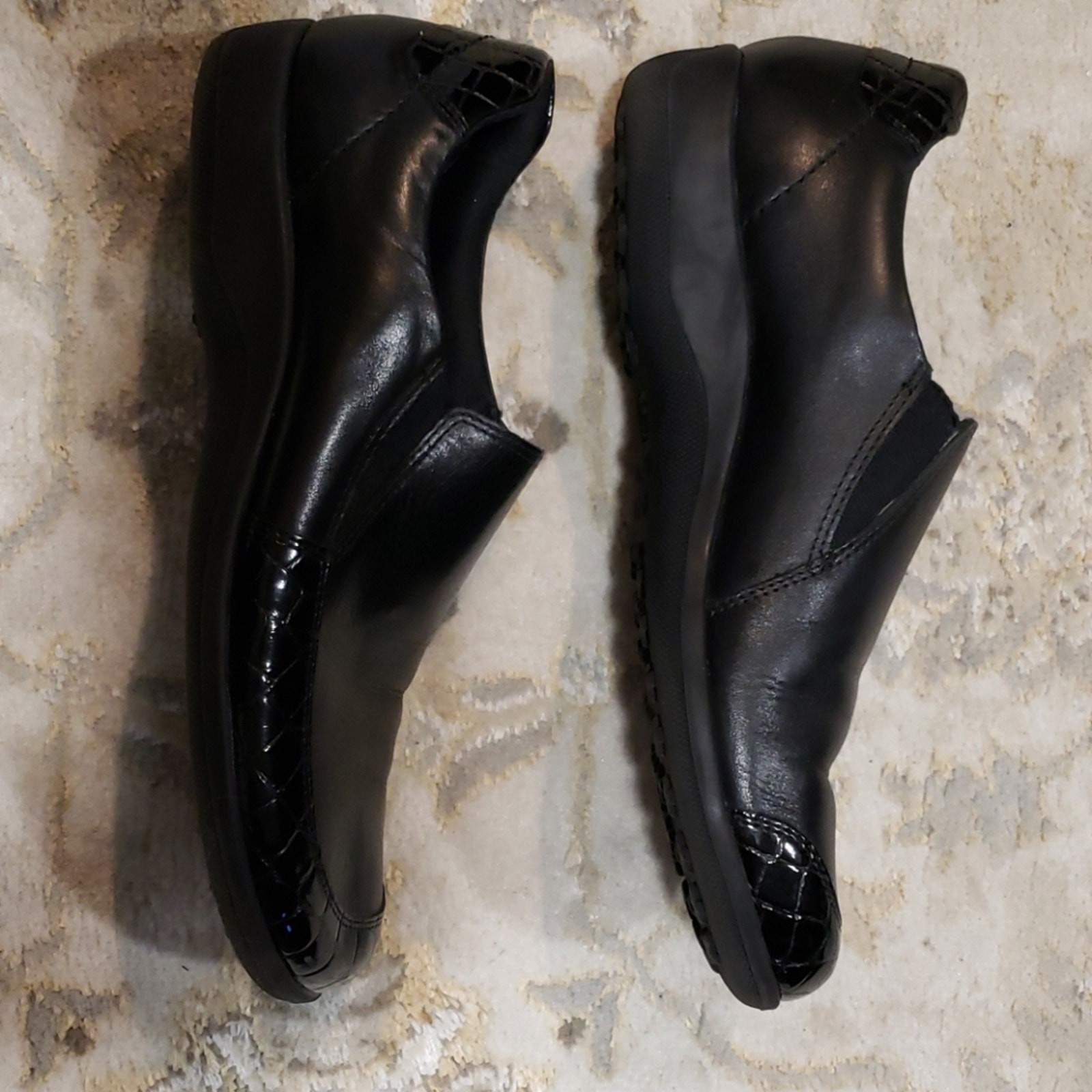 Andies Walking Cradles Black Leather Slip On Work Support Shoes Womens 10N EUC