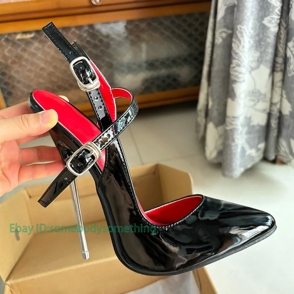 Women 16cm Extreme High Heels Sandals Buckle Strap Pointed Toe Pumps Party Shoes