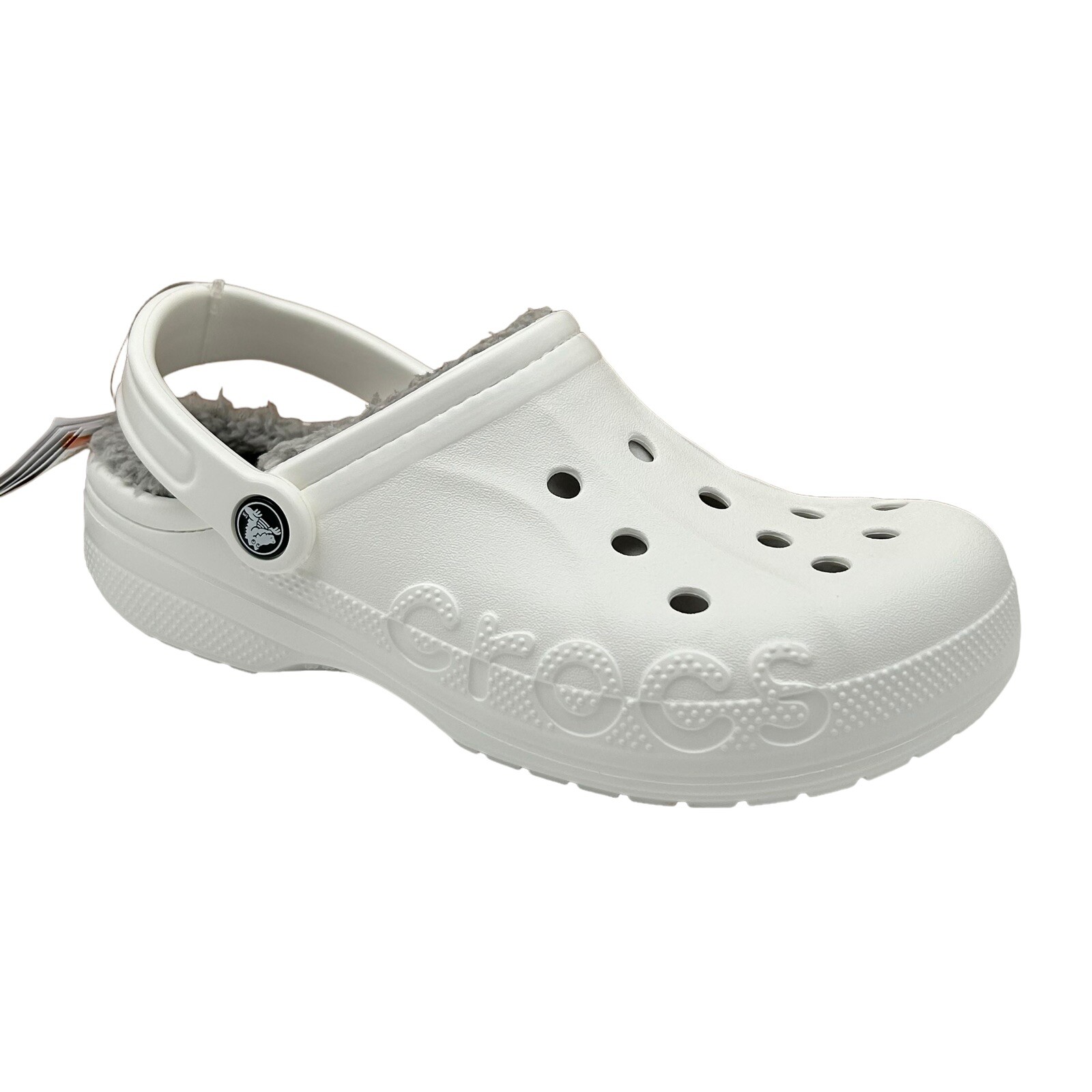 Crocs Women’s Baya Lined Clogs Size 9 White Slip-on Faux Fur Fuzzy & Warm