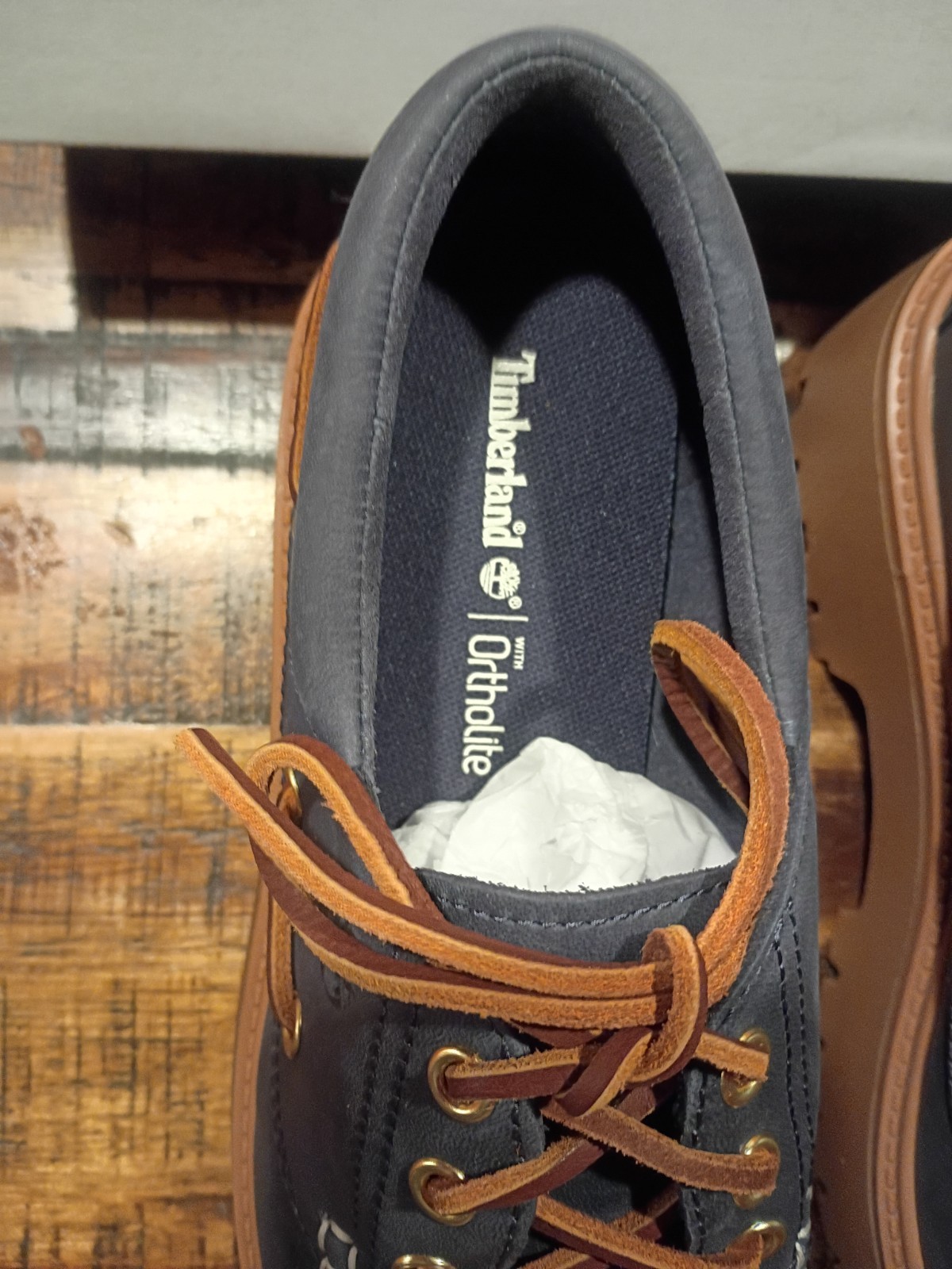 Womens Timberland Stone Street Platform Boat Shoe Dk Blue Premium Leather Sz 8.5