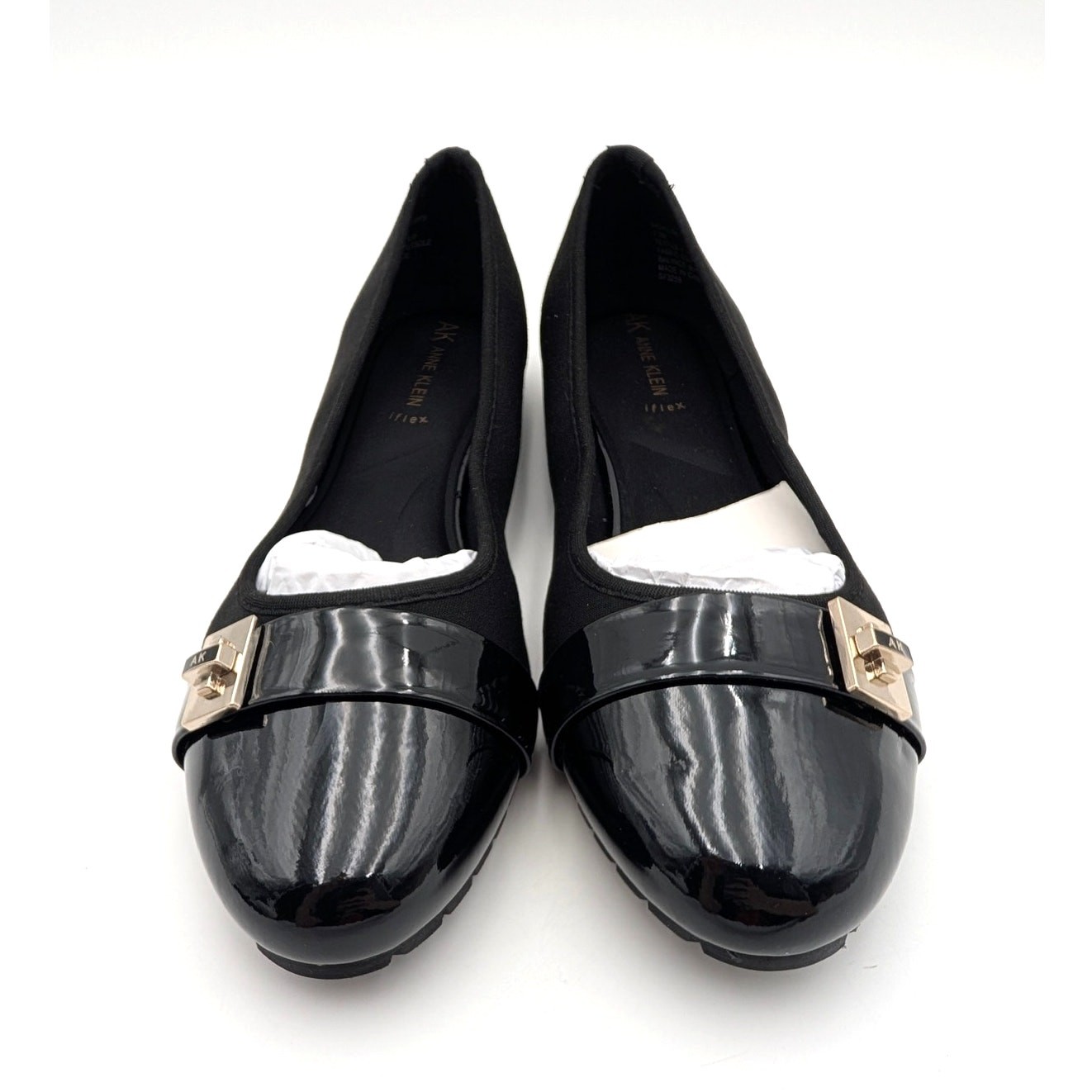 Anne Klein Gyllen Slip-On Flat Shoes Round Toe Women’s Black Size US7.5M EU38
