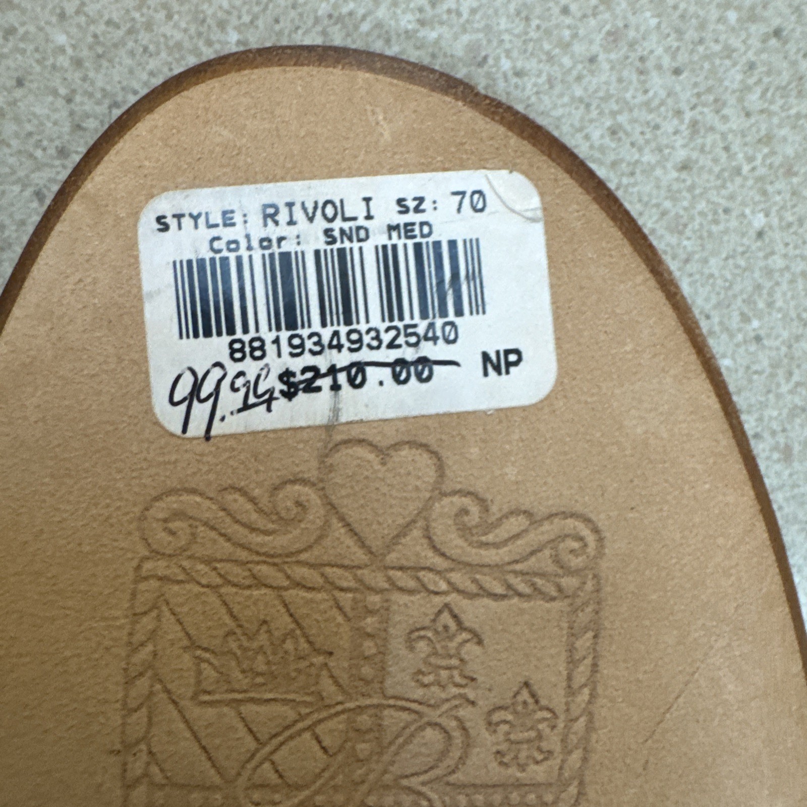 BRIGHTON RIVOLI Beige Brown Snakeskin Med Heel Sandals, Sz 7, MSRP $210