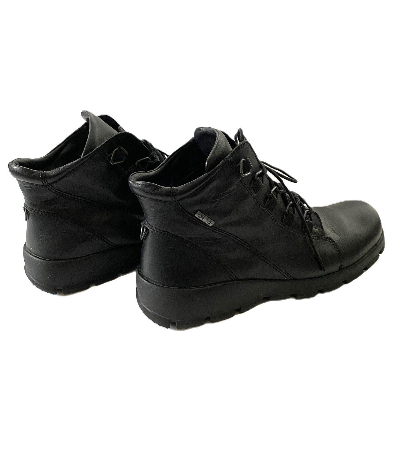 Ecco Gore-Tex Womens Black Leather Boots Latex Sole Outdoor Size 8