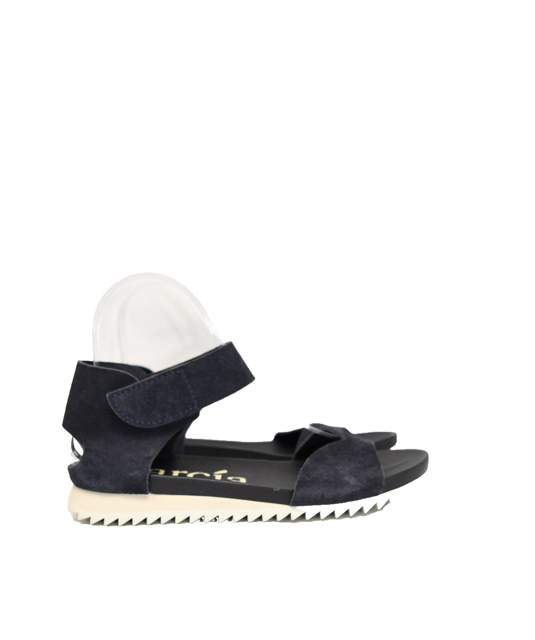 $600 PEDRO GARCIA JARA NAVY SUEDE STRAP SAWTOOTH SOLE SANDAL 37 (DD3)