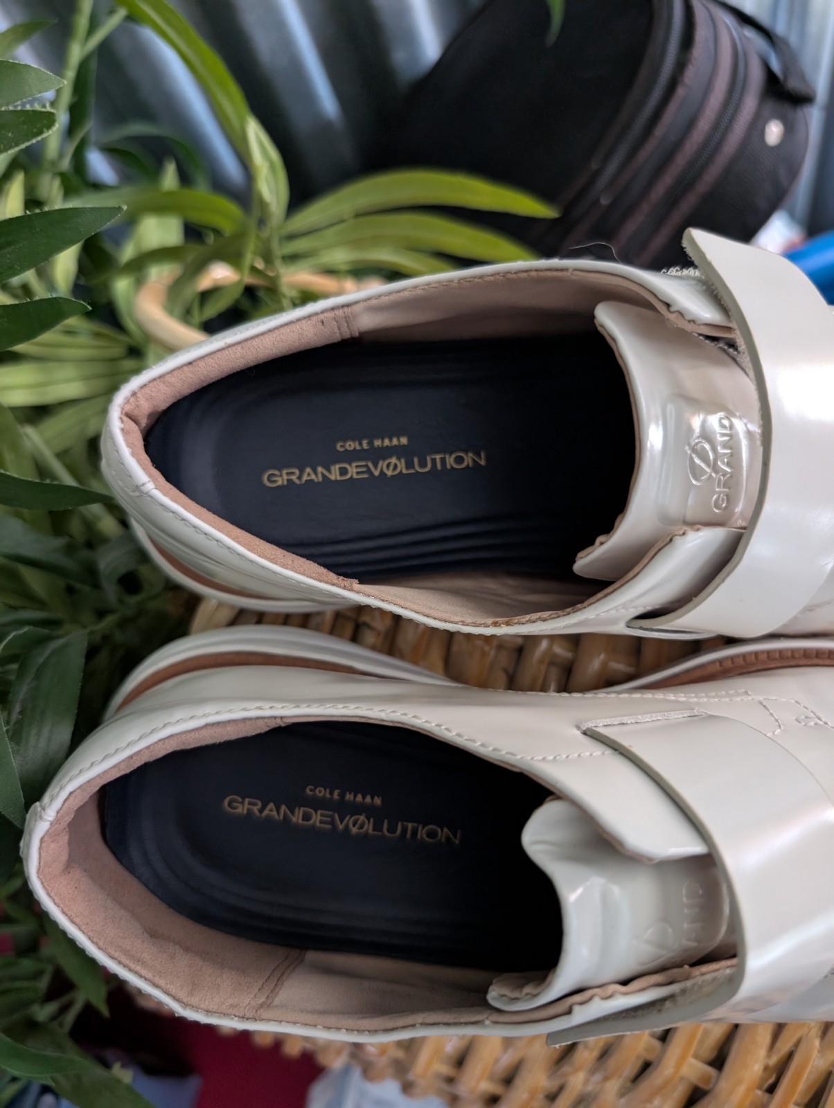 COLE HAAN «GrandEvolution Modern Monk» Off White Leather Oxford Shoes Sz 9 $250