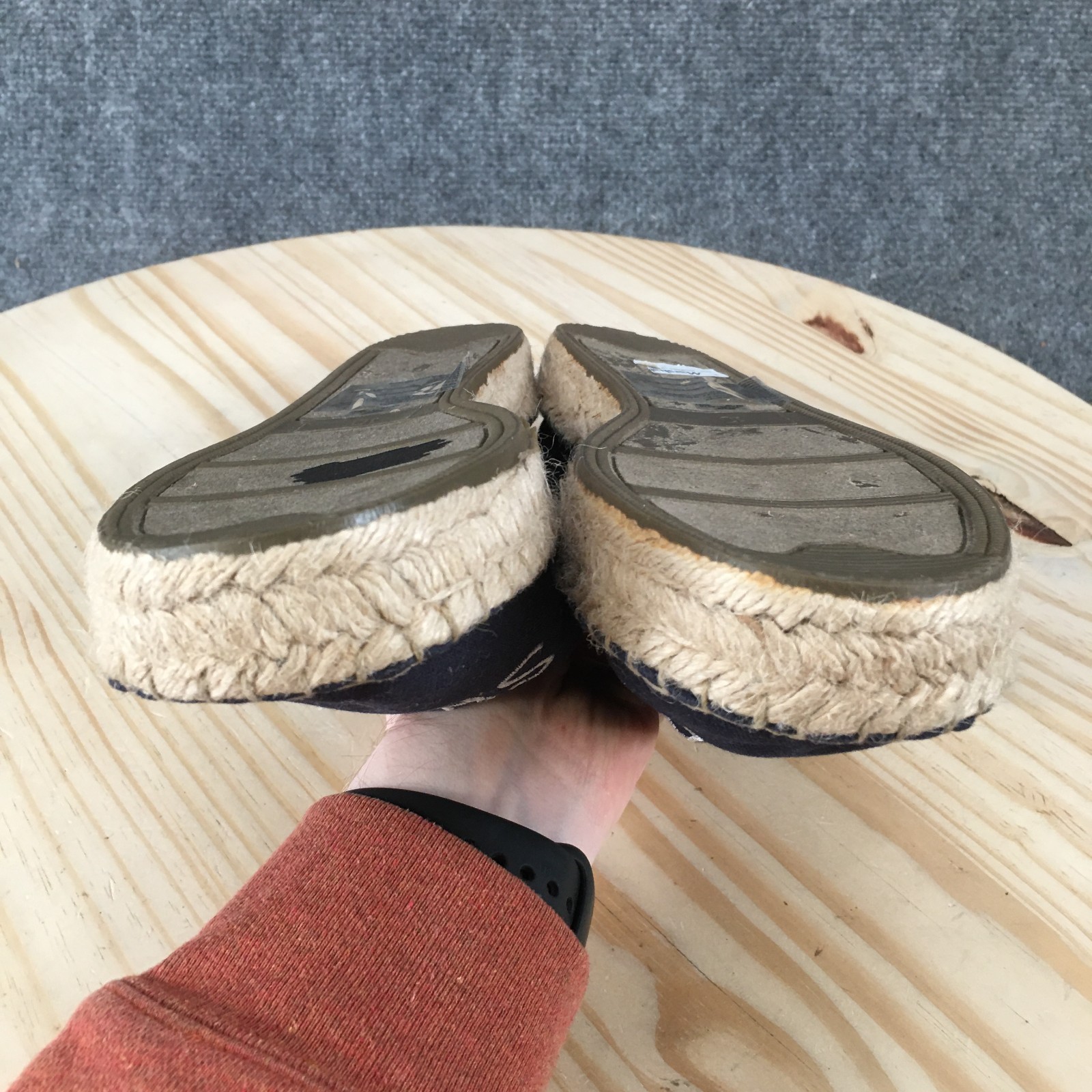 Aerie Shoes Womens 10 Super Shady Slip On Espadrille Loafer Flats Blue Canvas