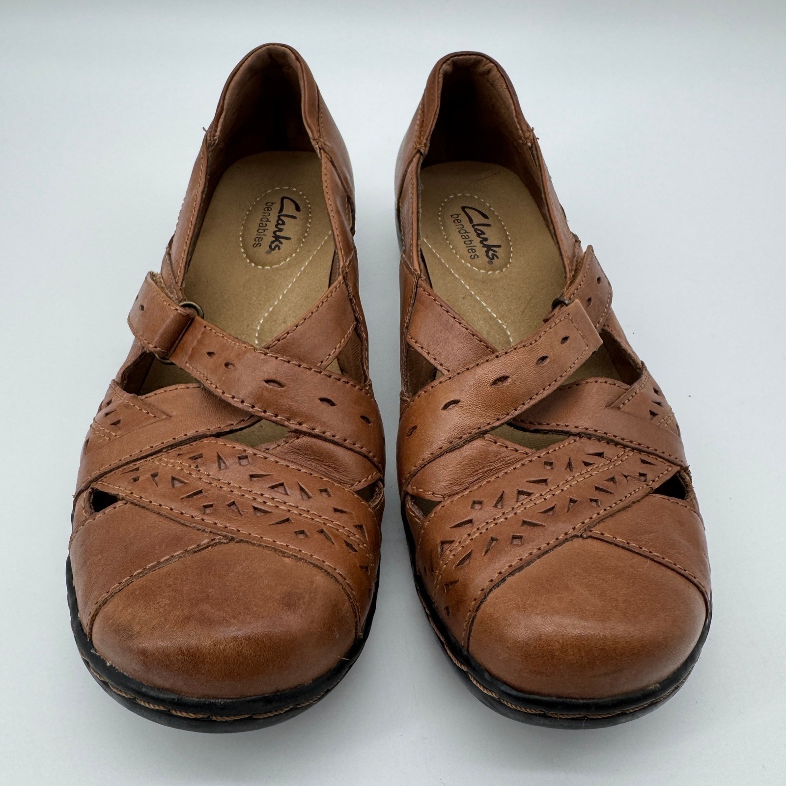 Clarks Bendables Ashland River Flats Loafers 7.5M Leather Comfort Boho Granola