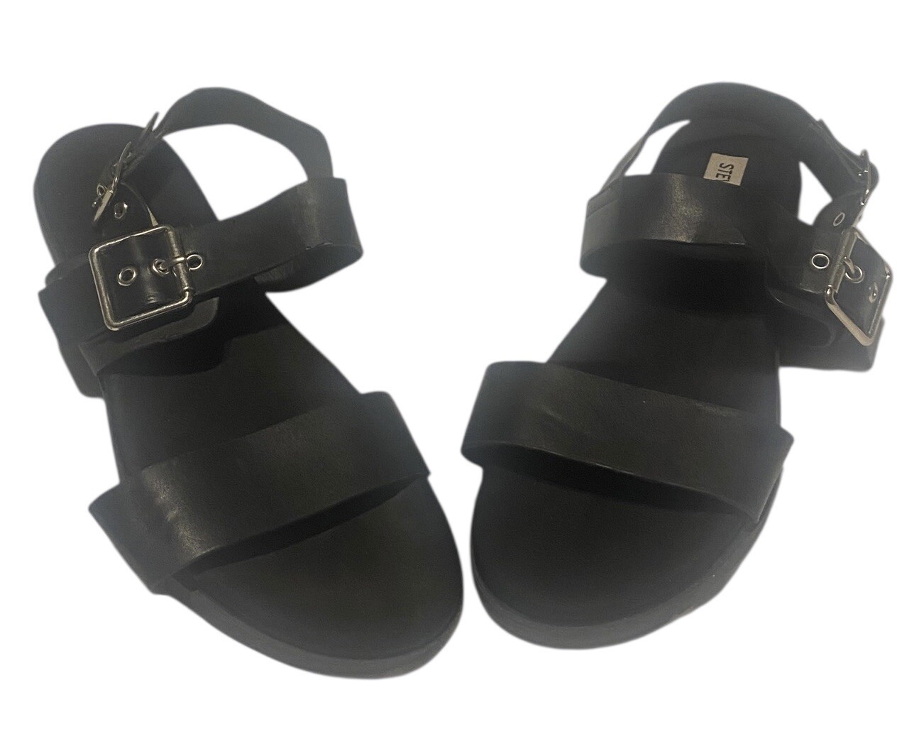 Steve Madden Strappy Buckle Sandals Womens 9 Black Classic Goth Comfort Punk Y2K