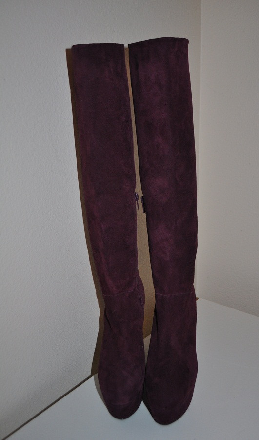 NEW Stuart Weitzman Demiswoon BORDEAUX Burgundy Knee High Wedge Boots Shoes Sz 9