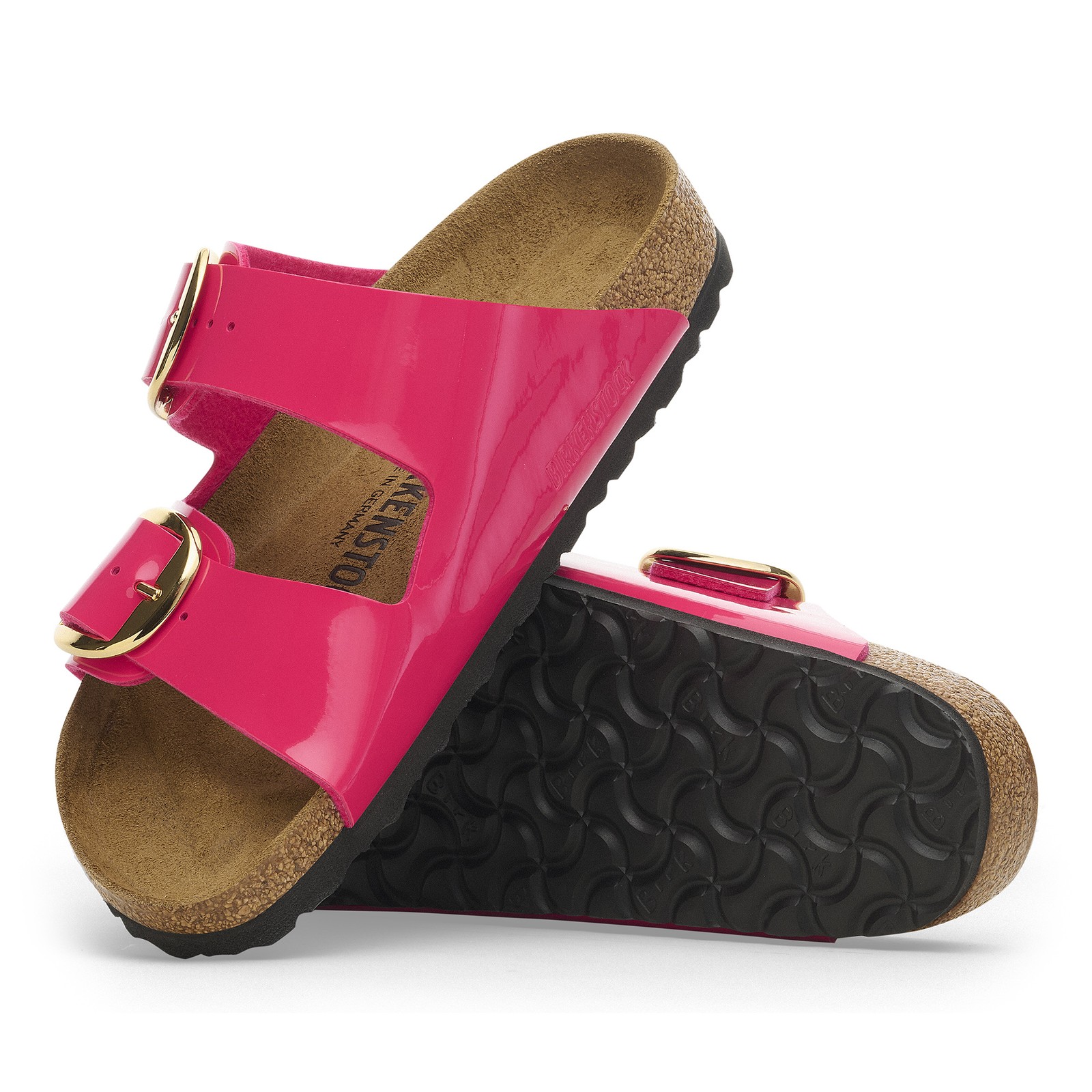 BIRKENSTOCK ARIZONA BIG BUCKLE FUCHSIA FUSION PATENT GLOSSY MEDIUM/NARROW WIDTH