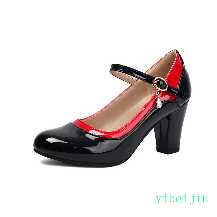 Women’s Shiny Leather Mary Janes Dress Formal Casual Shoes Office Lady Two Tone
